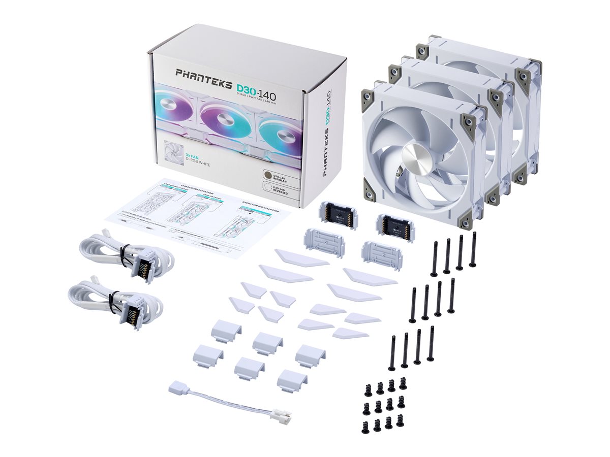 Phanteks D30 PWM Regular Airflow D-RGB L�fter 3er Pack - 140mm wei�