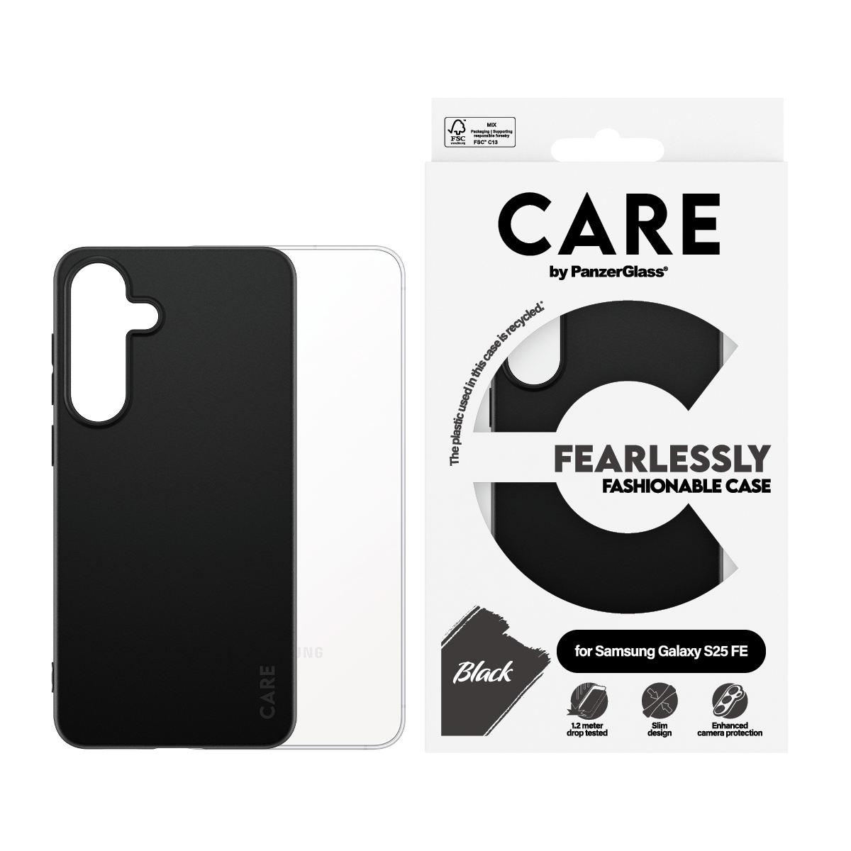 PanzerGlass CARE by � TPU Case Black Samsung Galaxy S25 FE 5G custodia per cellulare Cover Nero