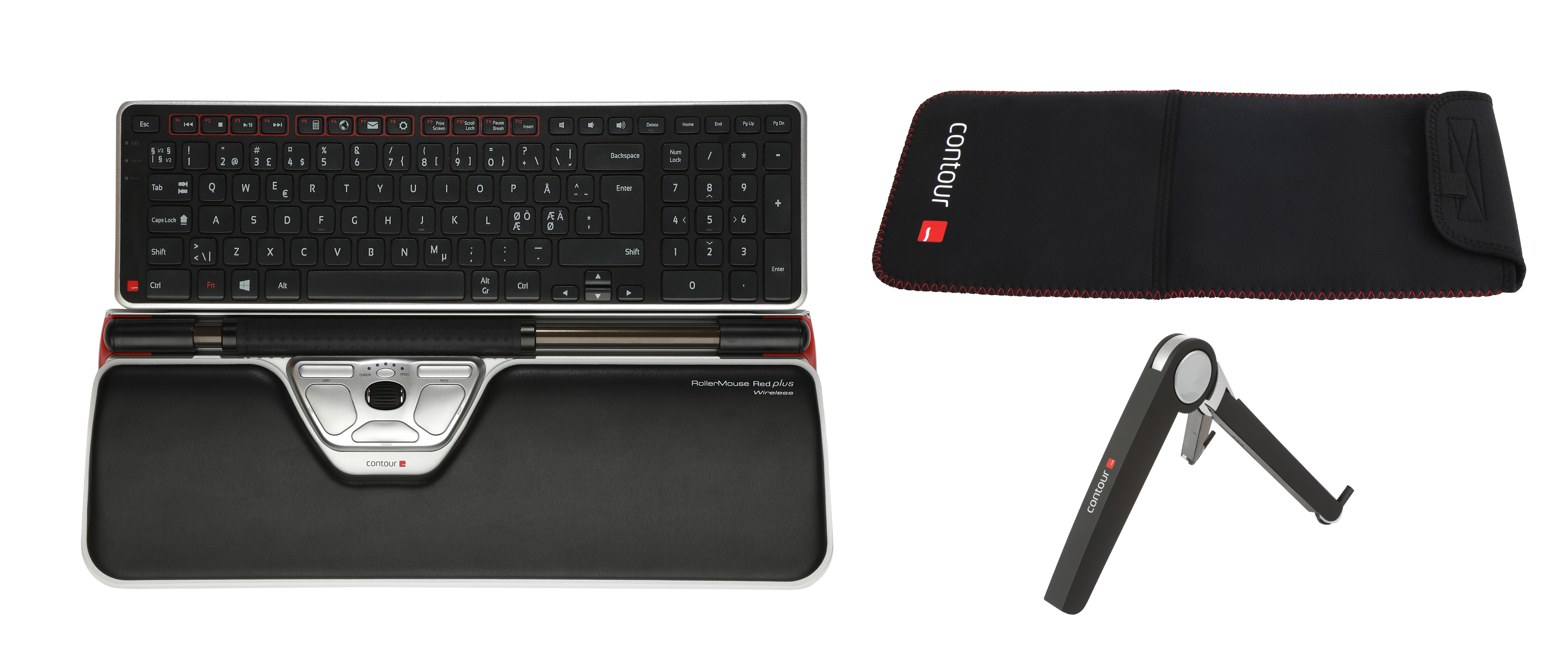 Contour Design RollerMouse Red Plus WL Travel Kit tastiera Mouse incluso RF Wireless Nero