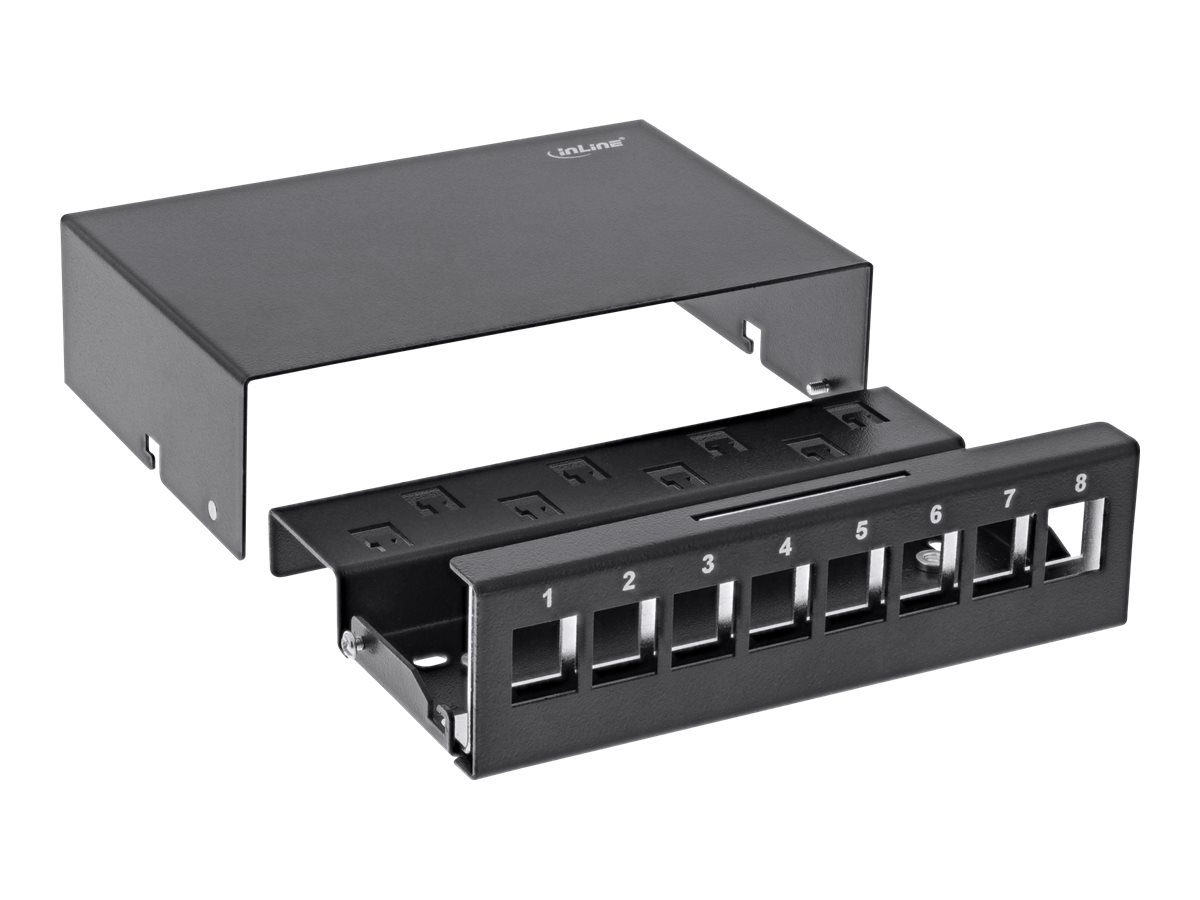 InLine Desktop Consolidation Point Box 8x Keystone RJ45, metal, black RAL9005