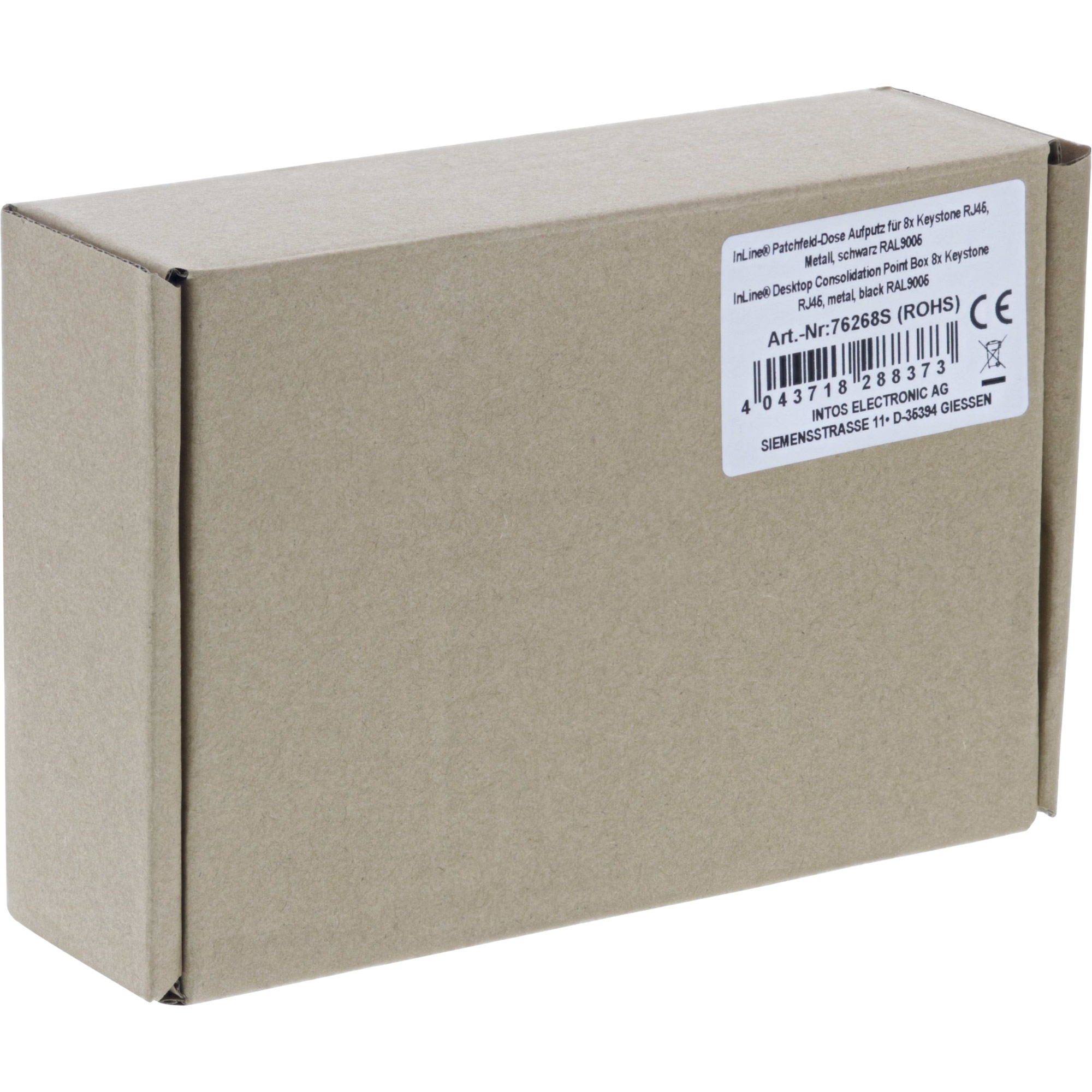 InLine Desktop Consolidation Point Box 8x Keystone RJ45, metal, black RAL9005