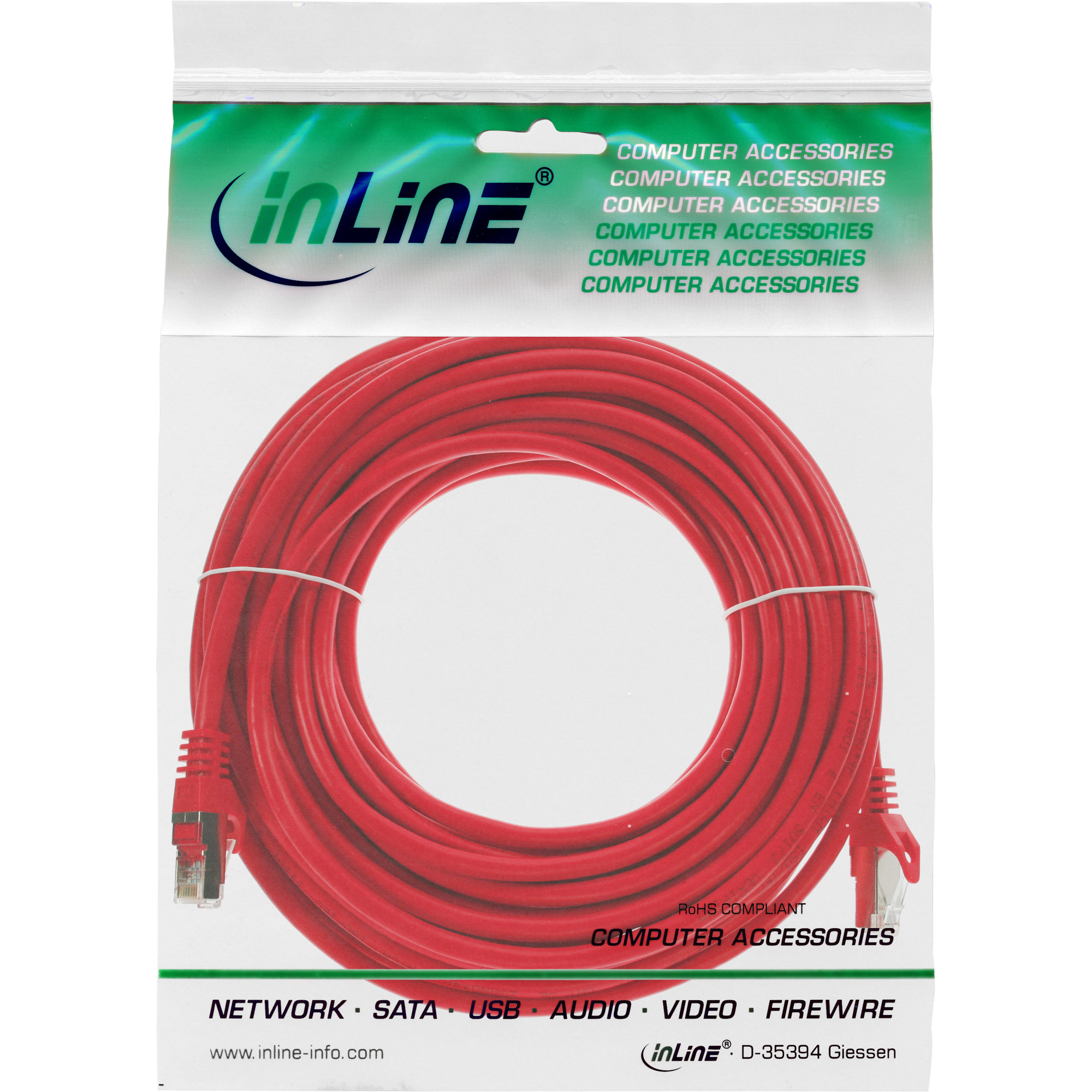 InLine Patch Cable SF/UTP Cat.5e red 7.5m