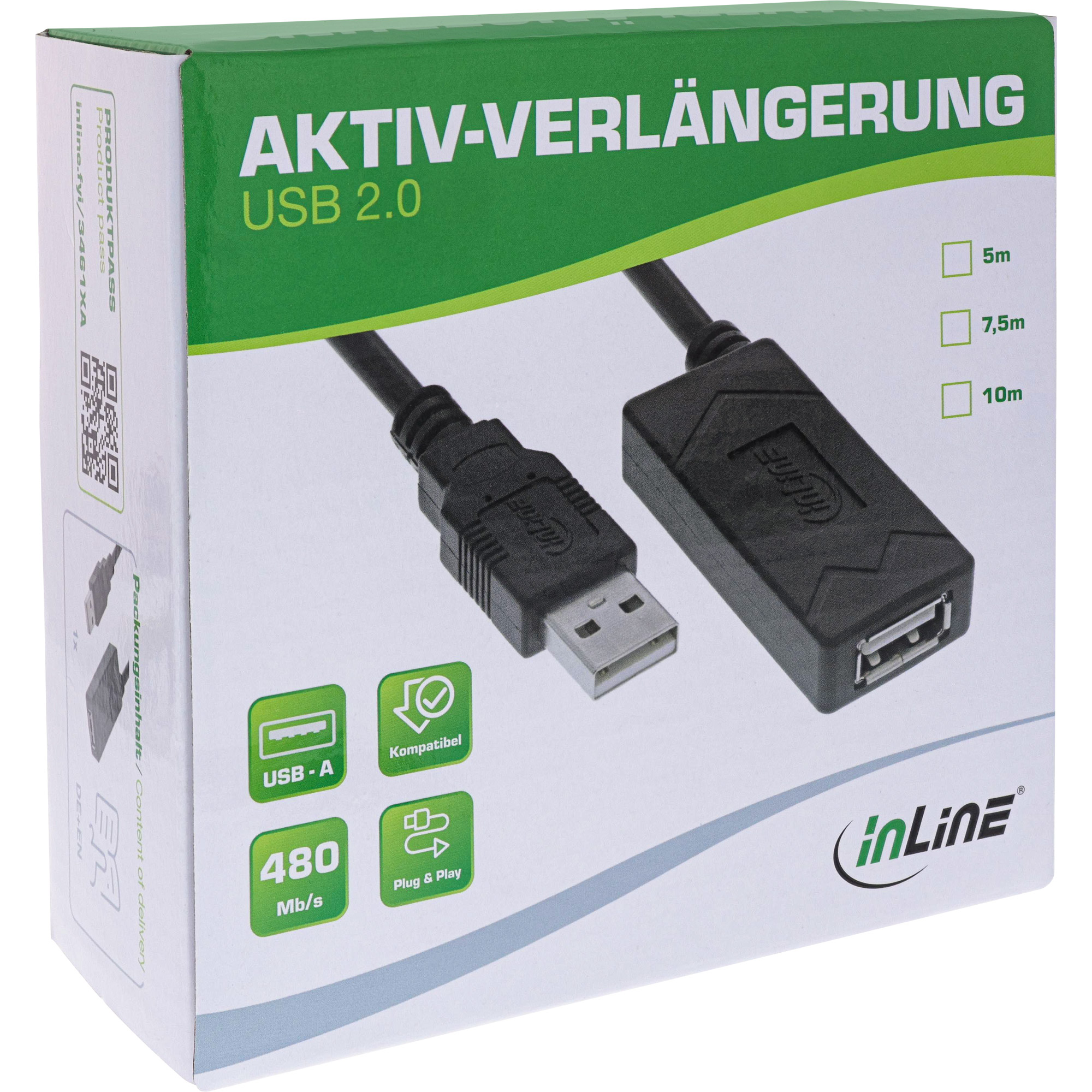 InLine Estensione attiva USB 2.0, spina/presa USB-A, 5m