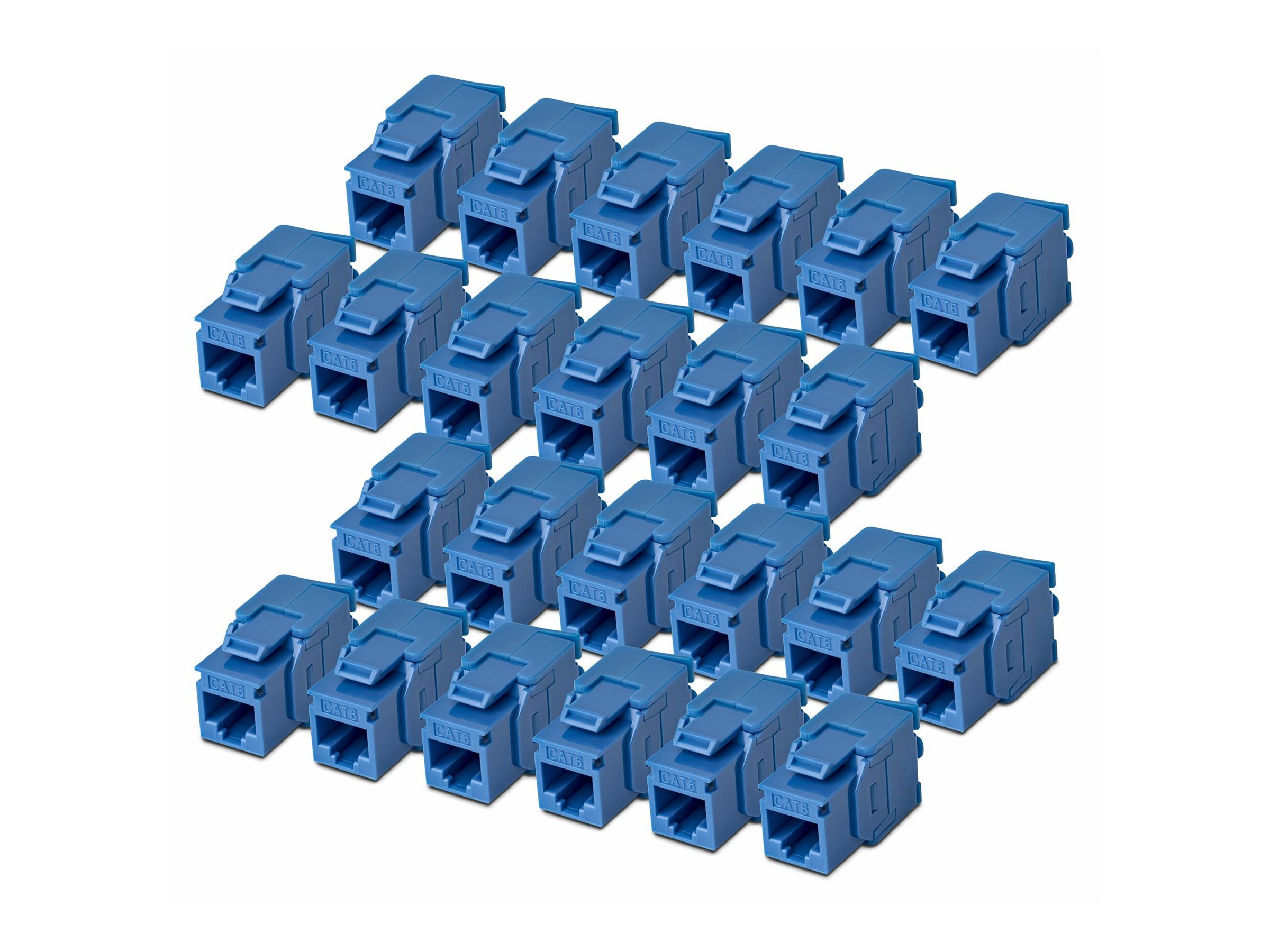 StarTech.com Cat6 Keystone Jack, 24-Pack RJ45 Ethernet Keystone Jacks, UTP Cat6 Wall Jack, 180-Degree Toolless, Blue