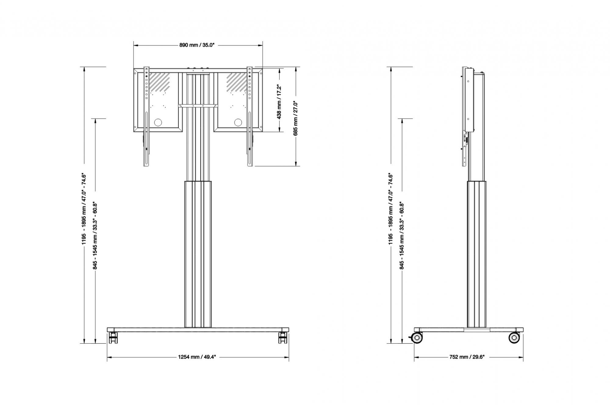 Conen Mounts RLI10070CBK soporte para pantalla de se�alizaci�n 2,18 m (86) Negro