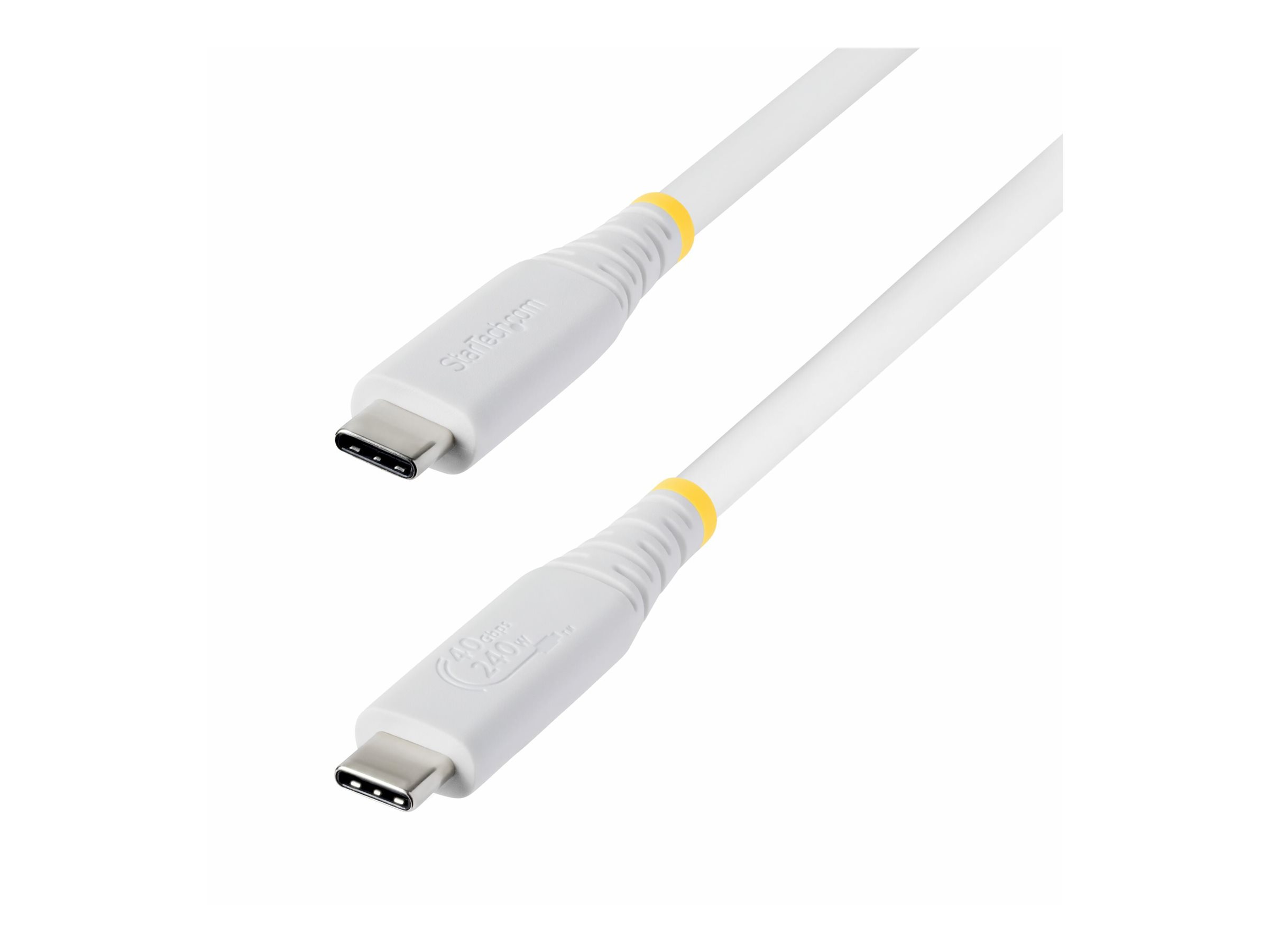 StarTech.com 1m (3ft) USB4 Cable, 40Gbps, USB-IF Certified USB-C Cable, 240W PD, 8K 60Hz/4K 240Hz DP2.1 DP40, TPE Jacket, Thunderbolt 4 Compatible - White USB-C Cord