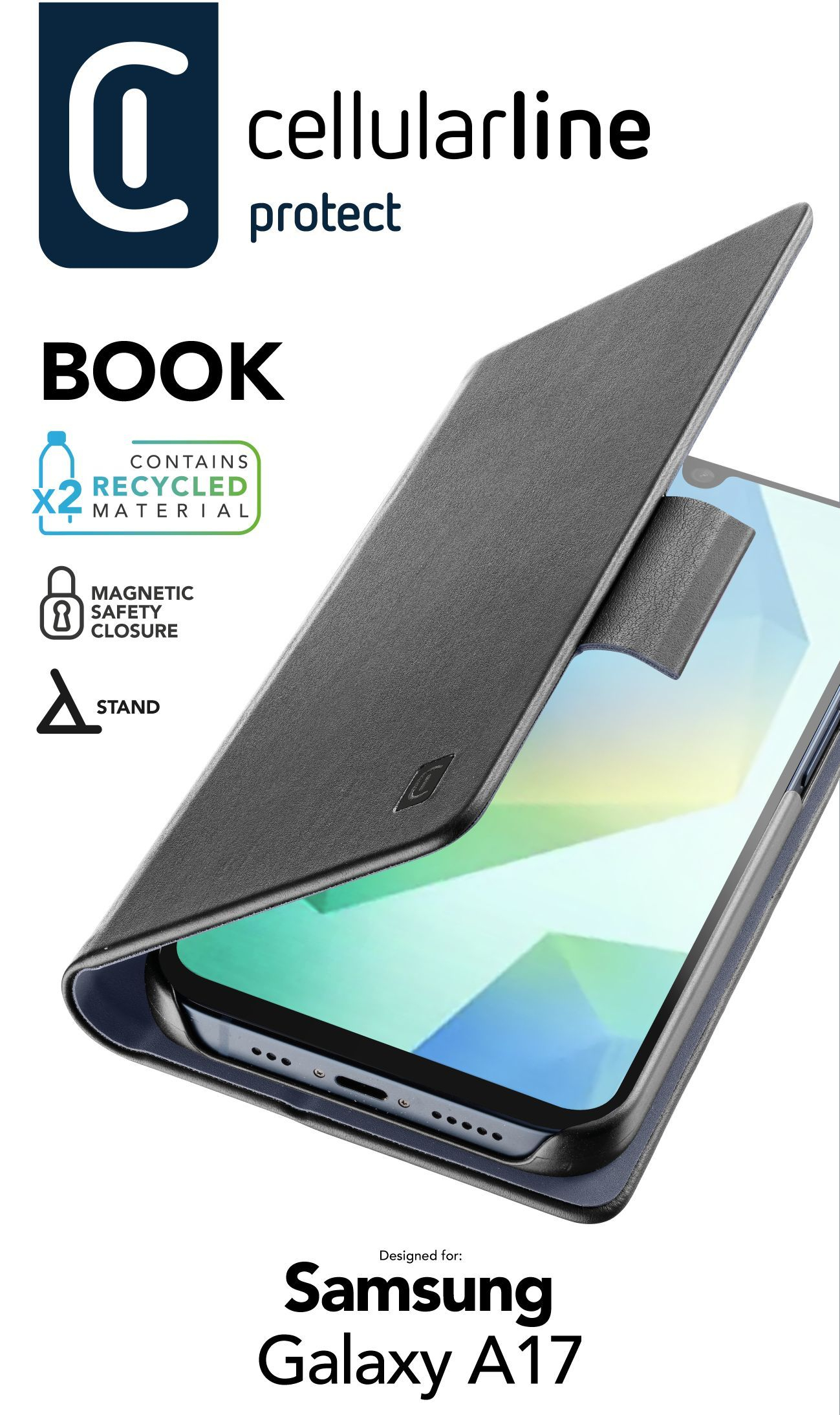 Cellularline Book Case - f�r Samsung A17 5G Black
