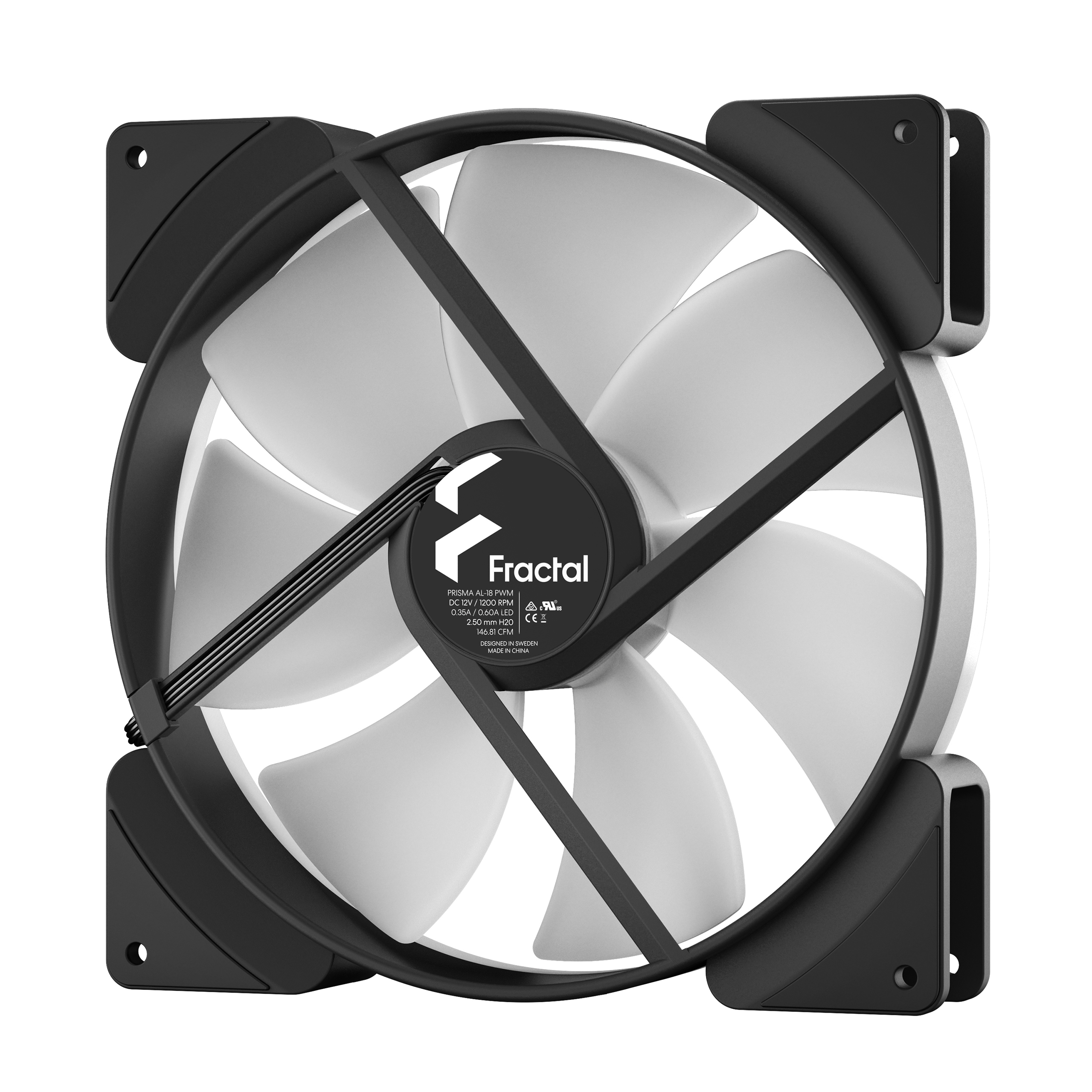 Fractal Design Prisma AL-18 PWM Boitier PC Ventilateur 18 cm Noir, Blanc 1 pi�ce(s)
