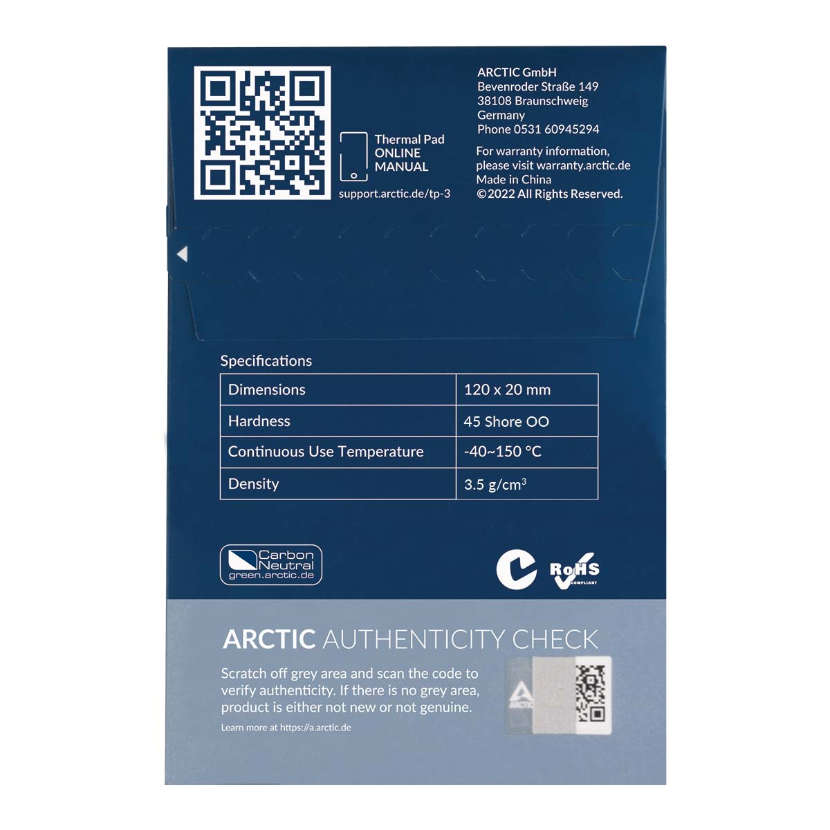 Arctic TP-3 - Thermo-Pad - Blau (Packung mit