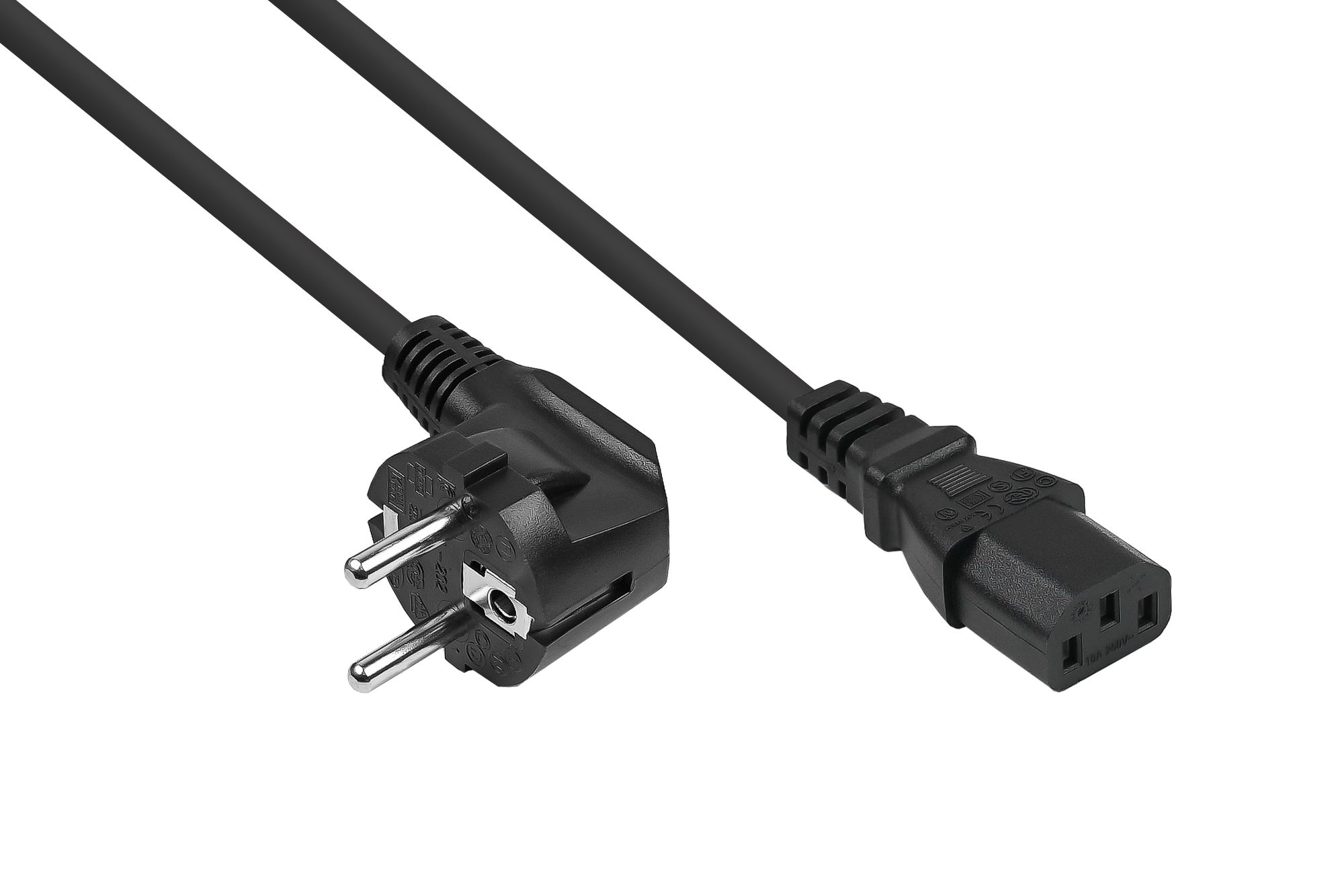 kabelmeister Schutzkontakt-St. 90 gew. an C13 schwarz 3m - Kabel - Strom/Netzteil
