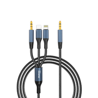 Dudao L12Pro Jack to Jack/USB-C/Lightning 3-in-1 cable grey - Kabel - Digital/Daten