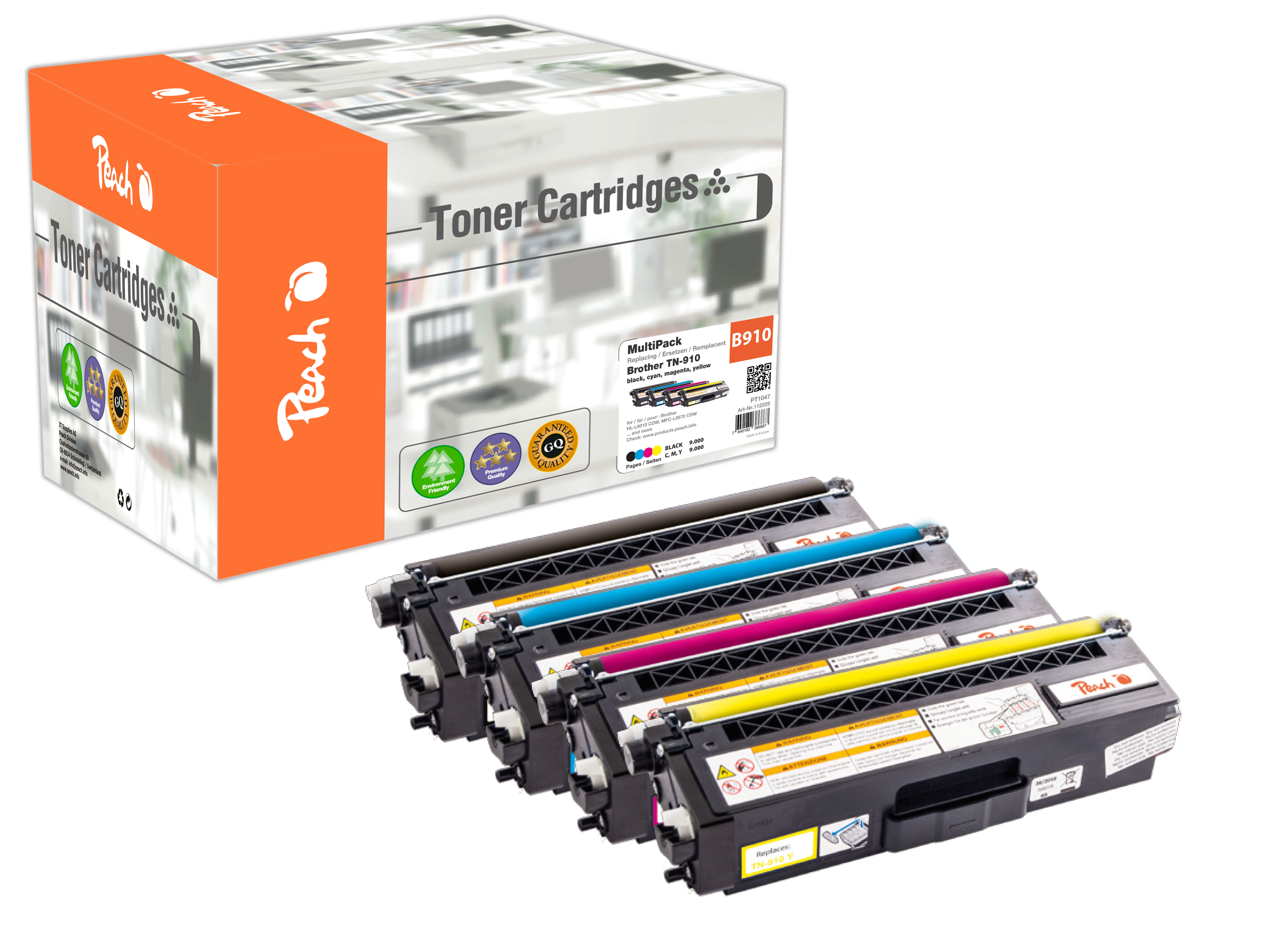 Peach Toner Brother TN-910 HL-L-9310 CDW MultiPack bk c m y remanufactured - Wiederaufbereitet - Tonereinheit