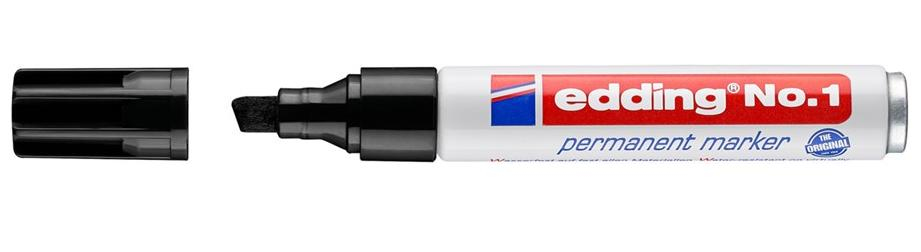 Edding No.1 marcador permanente Punta de cincel Negro