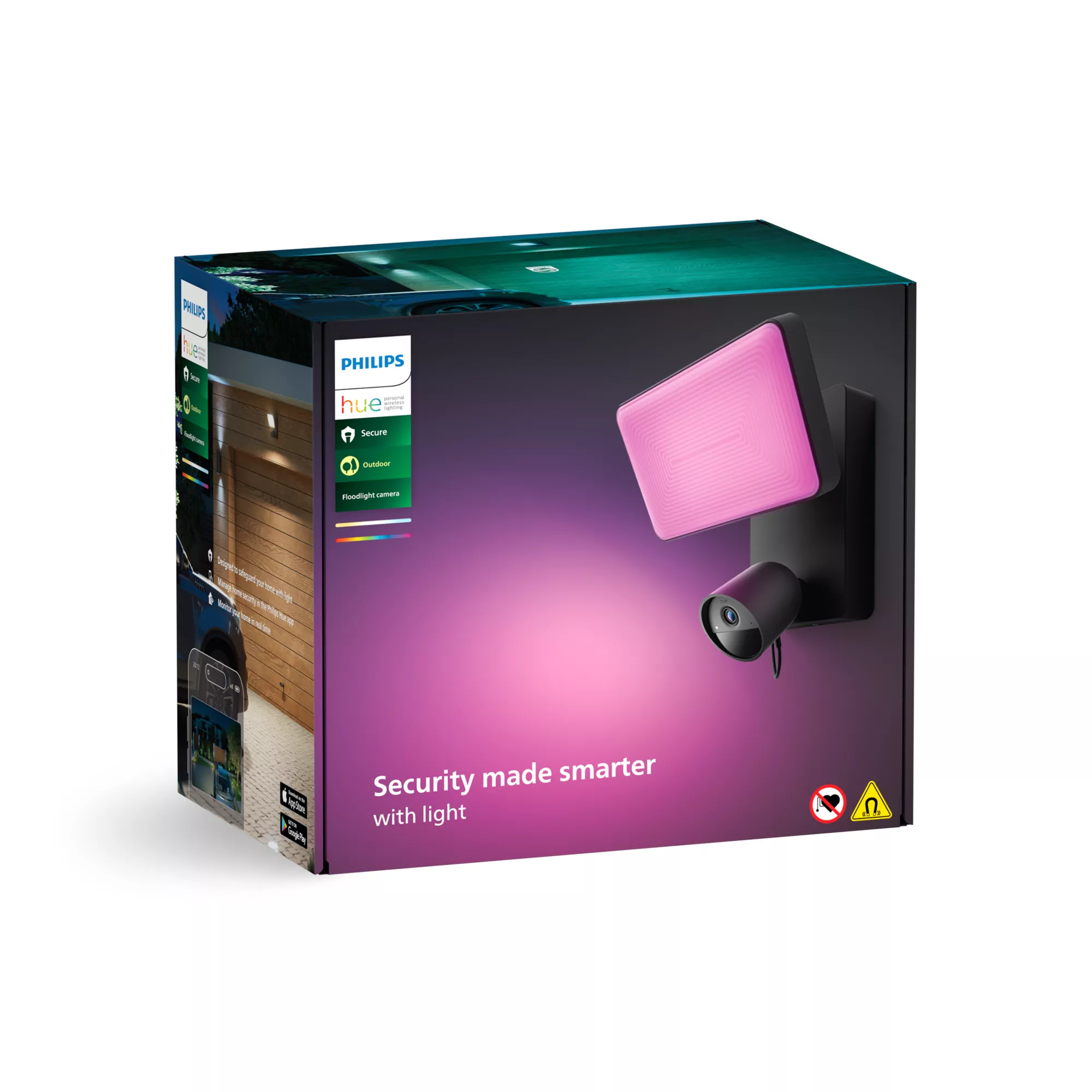 Philips Hue Secure Flood Light - Netzwerk-�berwachungskamera - Au�enbereich - wetterfest - Farbe (Tag&Nacht)