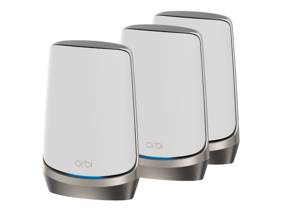 NETGEAR Orbi Quad-band RBKE963 AXE11000 WiFi 6E Mesh System Quad-band (2.4 GHz / 5 GHz-1 / 5 GHz-2 / 6 GHz) Wi-Fi 6 (802.11ax) Gris, Blanc 16 Interne