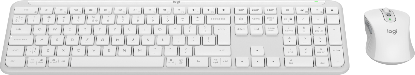 Logitech MK950 Signature Slim keyboard Mouse included RF Wireless + Bluetooth QWERTY US International White