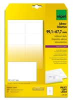 Sigel LA322 - Wei - Nicht-haftendes Etikett - Universal - Abgerundetes Rechteck - A4 - 99.1 x 67.7 mm