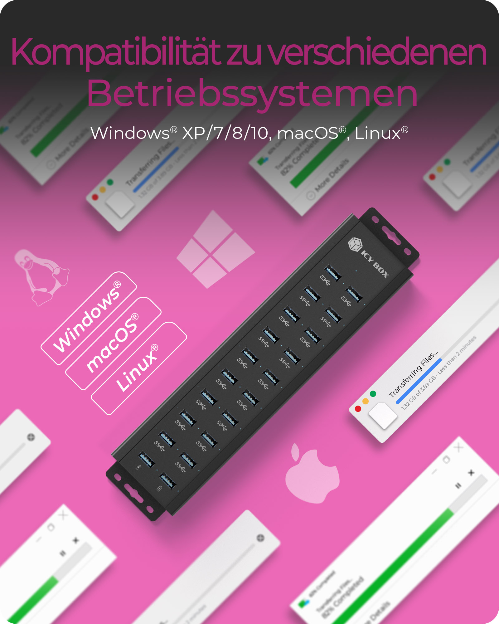 ICY BOX IB-HUB1720-U3 USB 3.2 Gen 1 (3.1 Gen 1) Type-B Nero