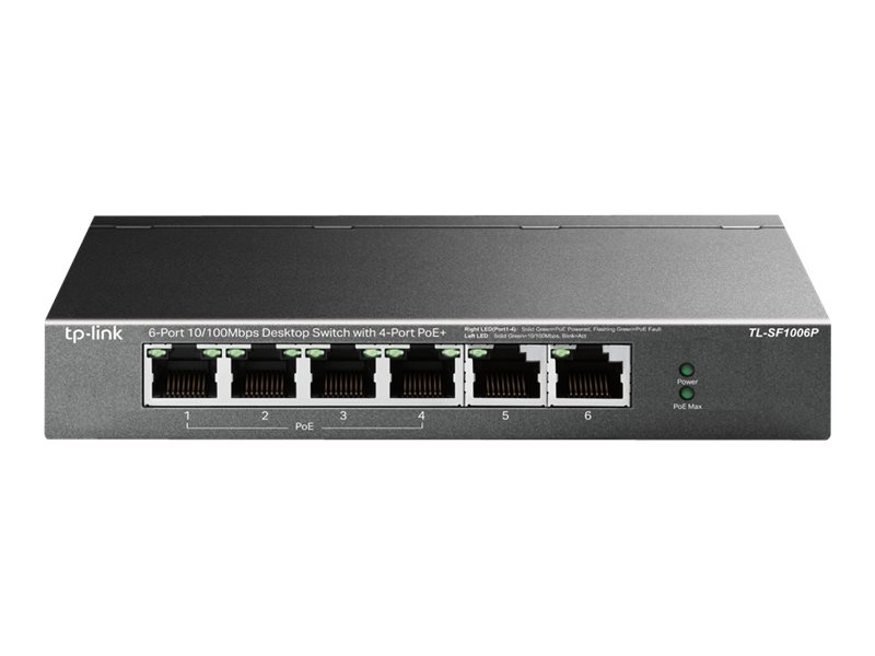 TP-Link TL-SF1006P commutateur rseau Non-gr Fast Ethernet (10/100) Connexion Ethernet, supportant lalimentation via ce port (PoE) Noir