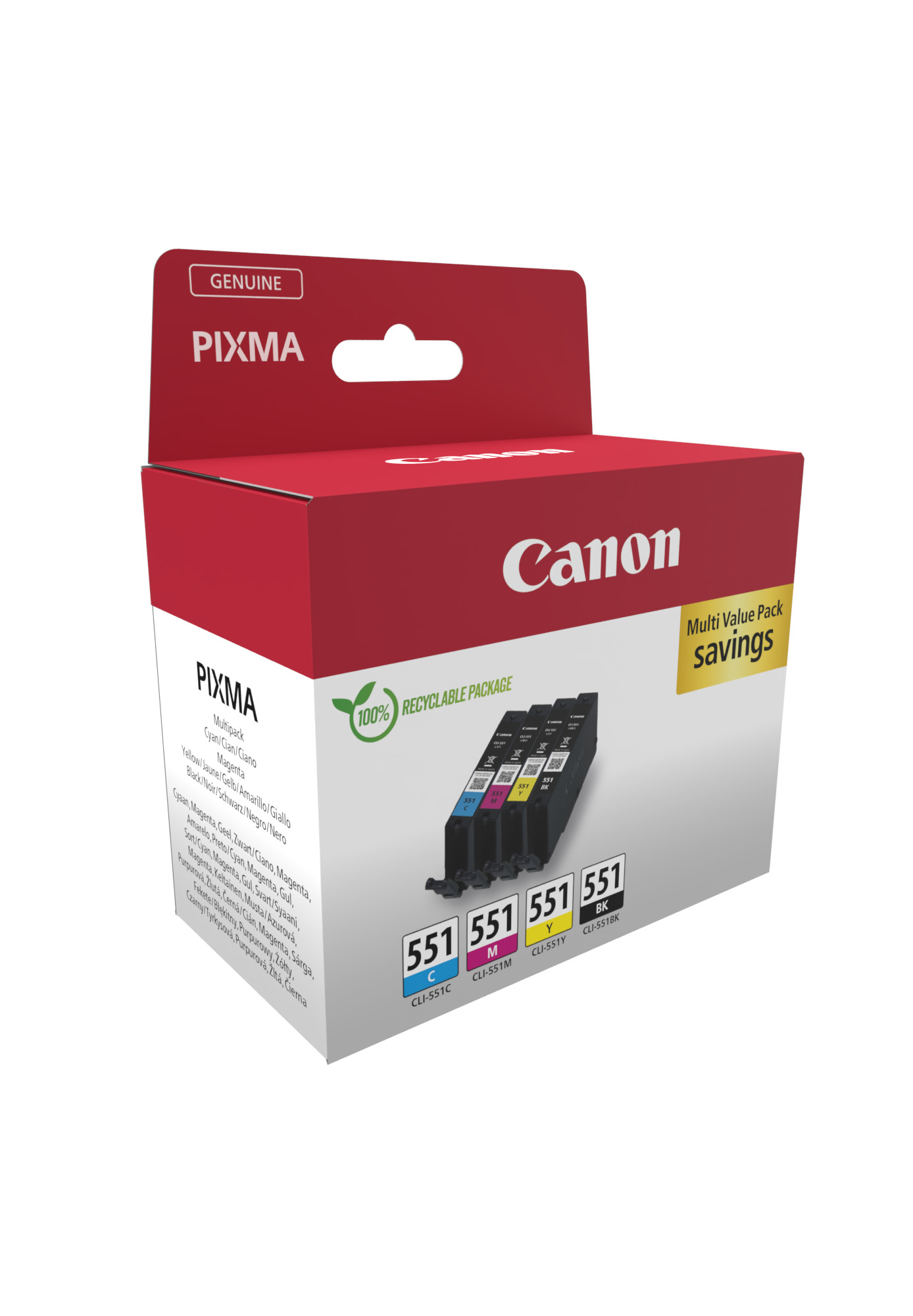 Canon CLI-551 Ink Cartridge C/M/Y/BK MultiPack - Tintenpatrone - CANON CLI-551 Ink Cartridge - C/M/Y/BK