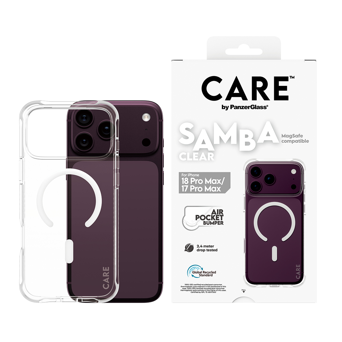 PanzerGlass CARE by � Samba Case Transparent w. White MagSafe iPhone 2026 Pro Max | 17 Pro Max coque de protection pour t�l�phones portables Housse