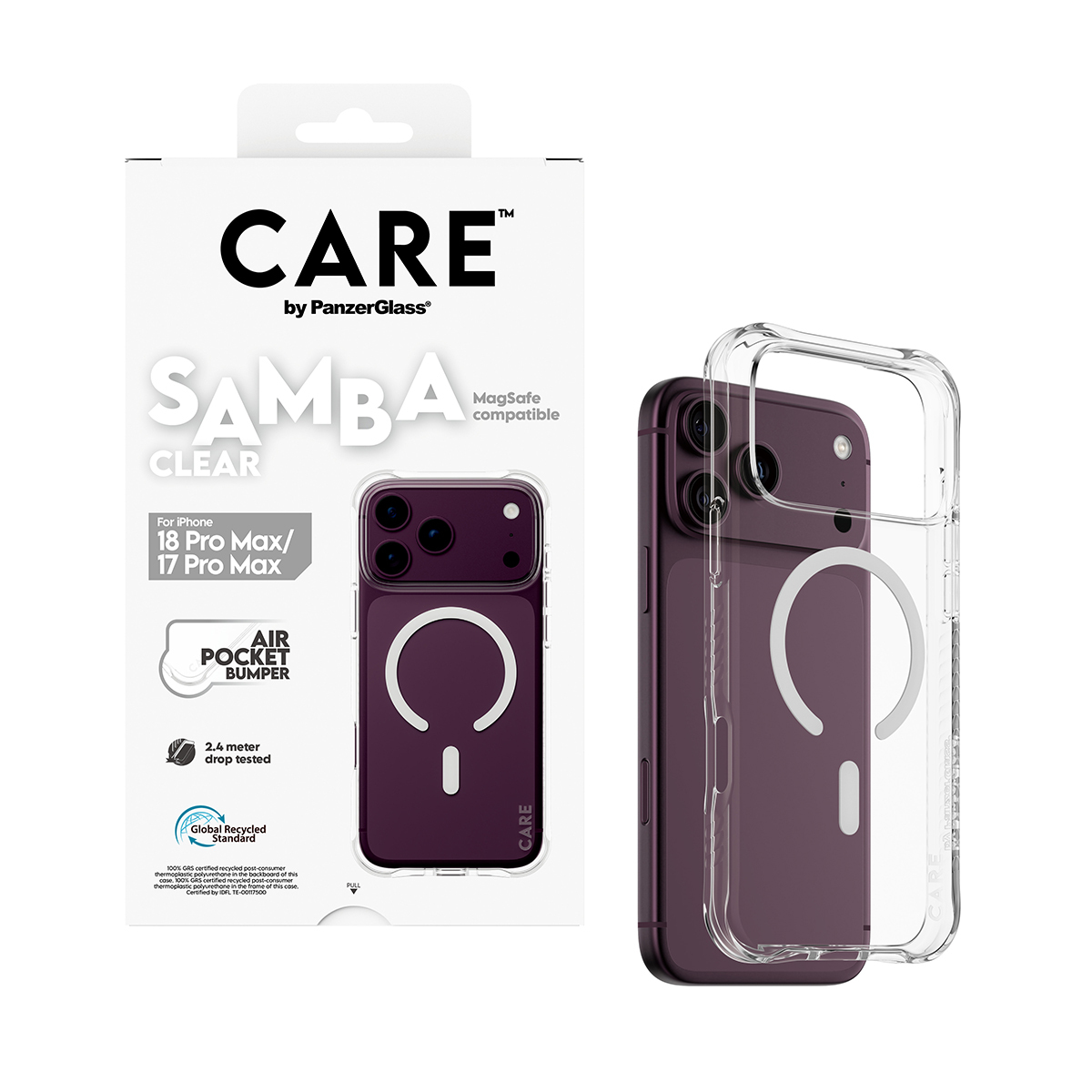 PanzerGlass CARE by � Samba Case Transparent w. White MagSafe iPhone 2026 Pro Max | 17 Pro Max coque de protection pour t�l�phones portables Housse