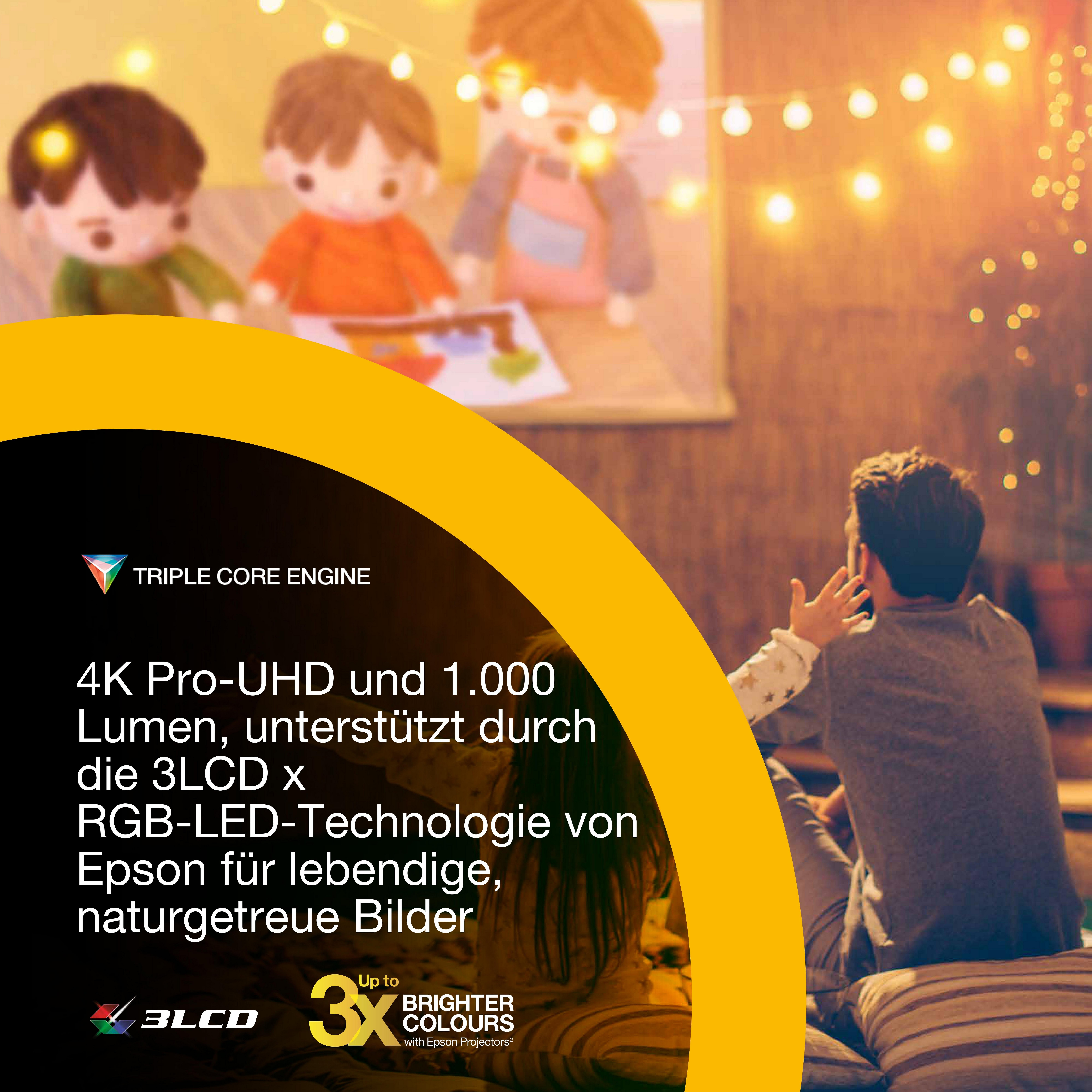 Epson EF-72 Proiettore a raggio standard 1000 ANSI lumen 3LCD 4K (4096x2400) Nero, Quercia, Argento