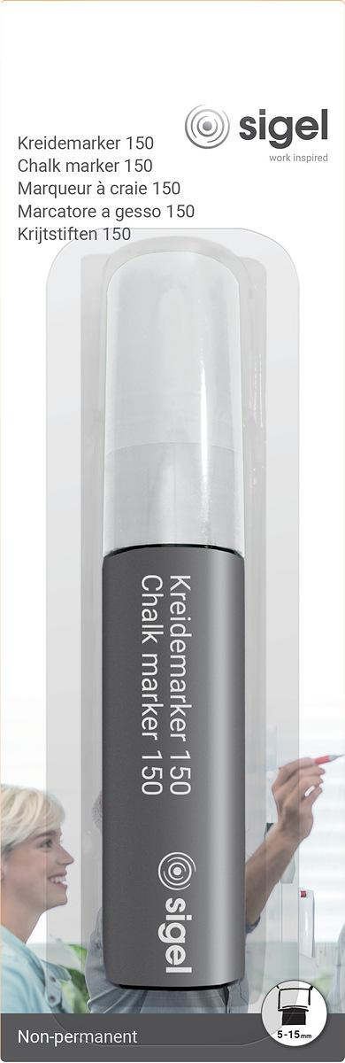 Sigel Kreidemarker 150 Keilspitze 5-15 mm weiss abwischbar 1 St�ck