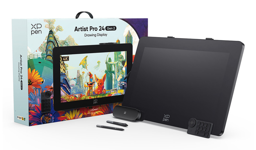 XPPen Artist 24 Pro (Gen 2) 4K tablette graphique Noir 5080 lpi 526 x 296 mm USB/Bluetooth