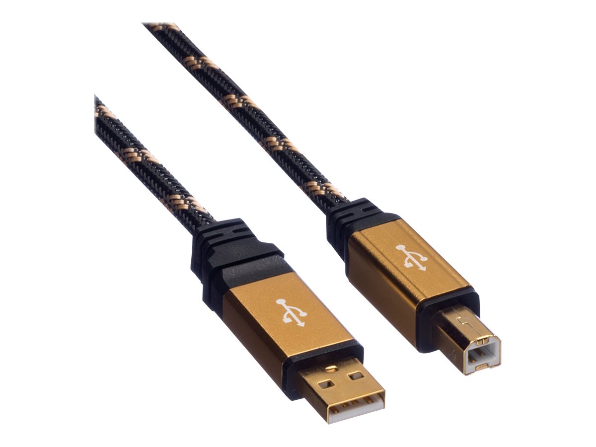 ROLINE 11.02.8805 cable USB 4,5 m USB 2.0 USB A USB B Negro, Oro