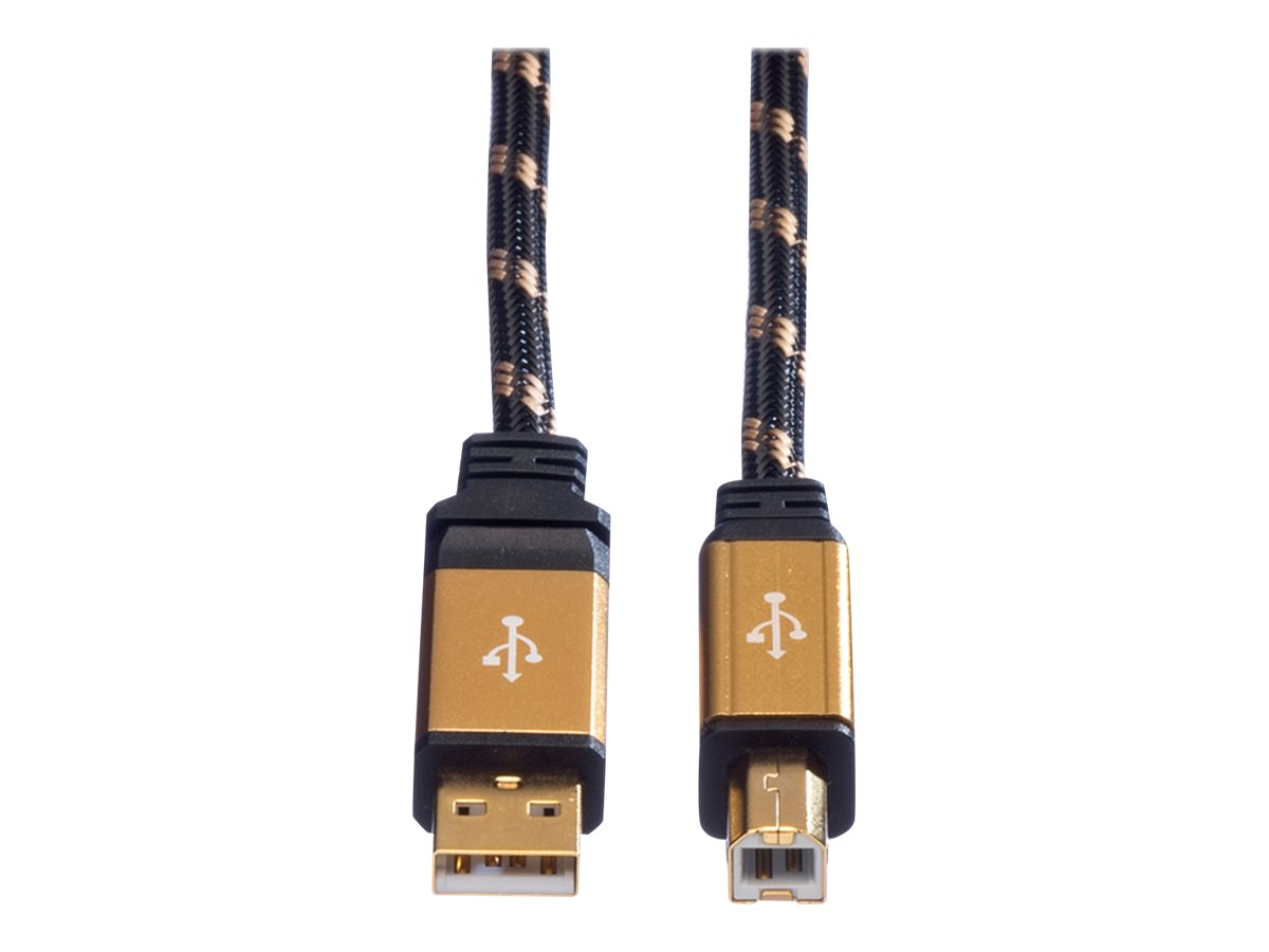 ROLINE 11.02.8805 cable USB 4,5 m USB 2.0 USB A USB B Negro, Oro