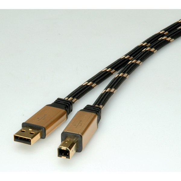 ROLINE 11.02.8805 cable USB 4,5 m USB 2.0 USB A USB B Negro, Oro