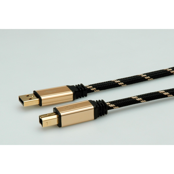 ROLINE 11.02.8805 cable USB 4,5 m USB 2.0 USB A USB B Negro, Oro