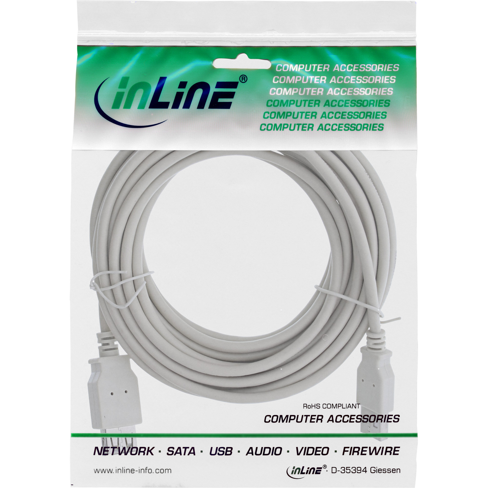 InLine USB 2.0 Extension Cable Type A male / female, beige, 1.8m