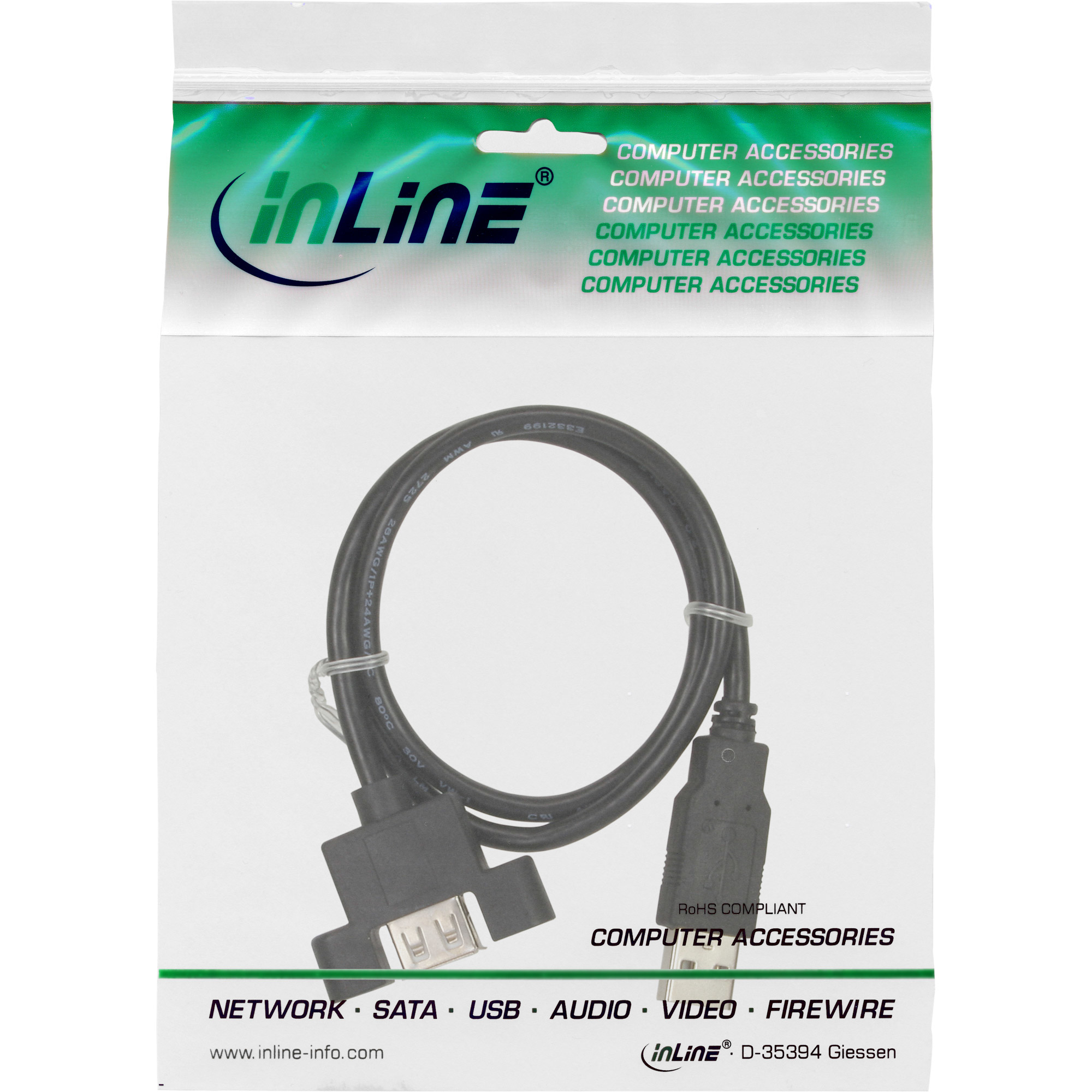 InLine 33440E cable USB 0,6 m Negro