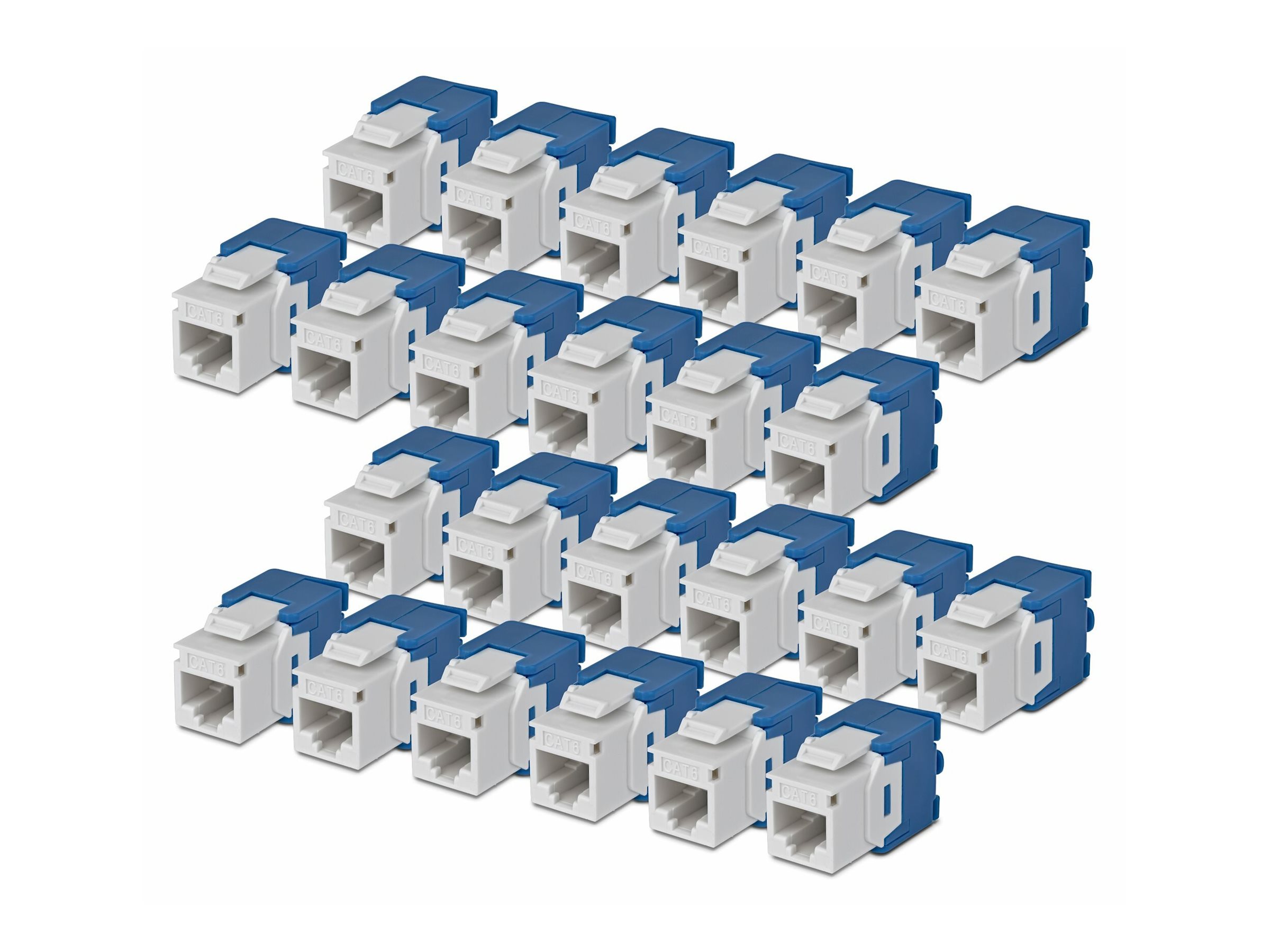 StarTech.com Cat6 Keystone Jack, 24-Pack RJ45 Ethernet Keystone Jacks, UTP Cat6 Wall Jack, 180-Degree Toolless, White