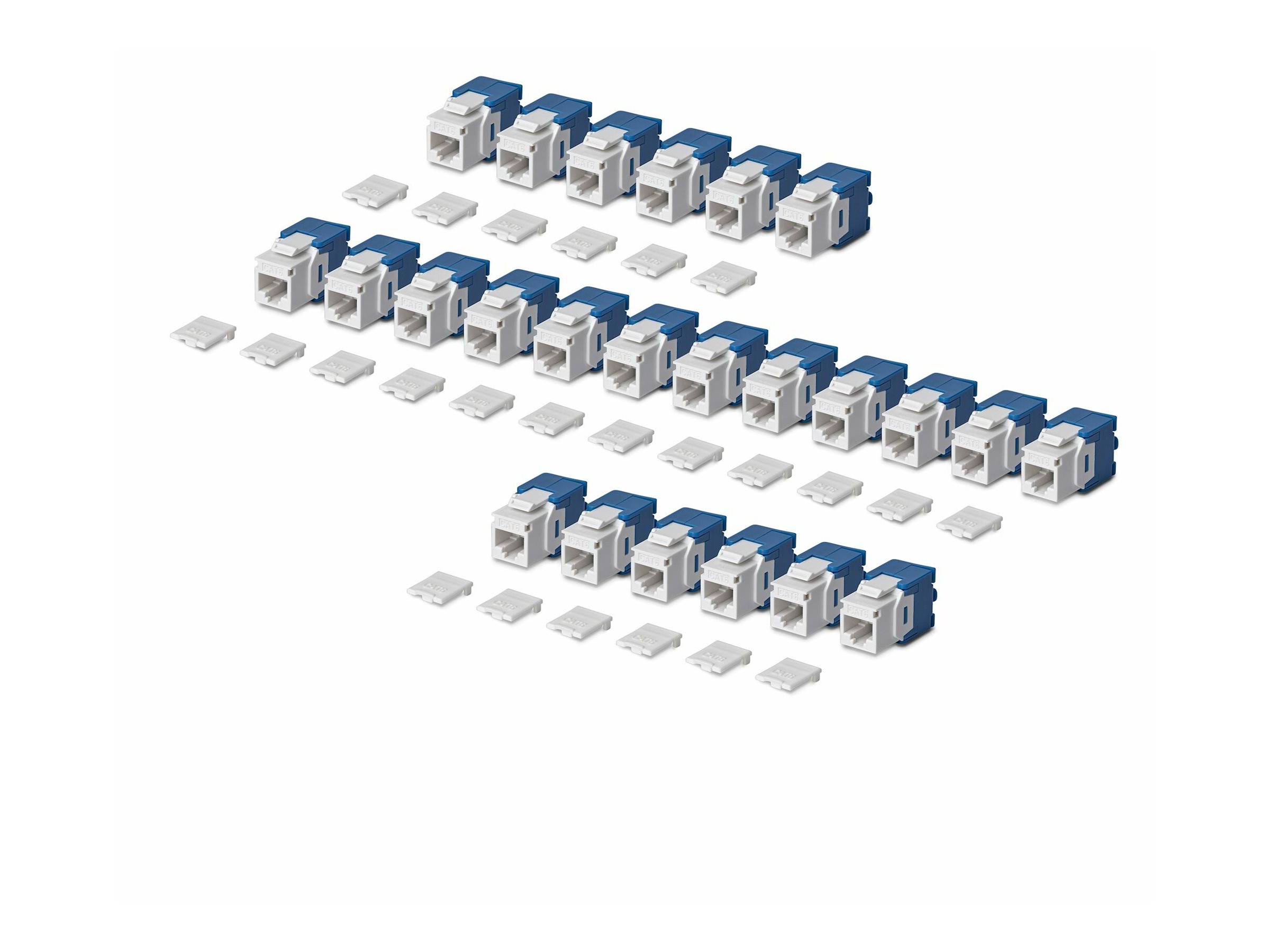 StarTech.com Cat6 Keystone Jack, 24-Pack RJ45 Ethernet Keystone Jacks, UTP Cat6 Wall Jack, 180-Degree Toolless, White