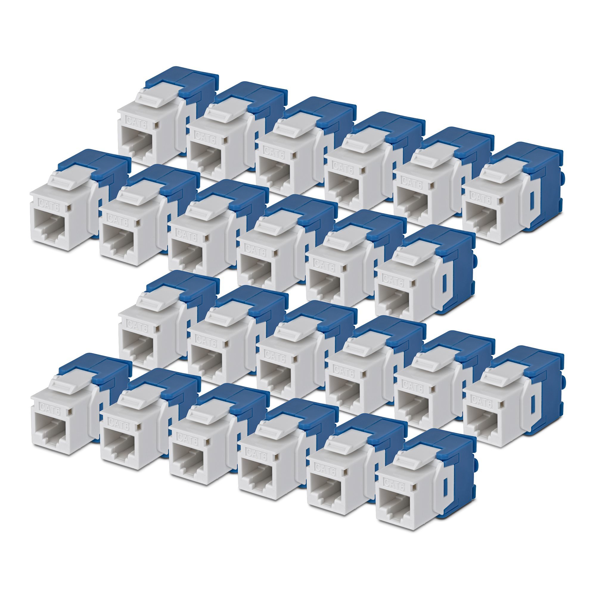 StarTech.com Cat6 Keystone Jack, 24-Pack RJ45 Ethernet Keystone Jacks, UTP Cat6 Wall Jack, 180-Degree Toolless, White