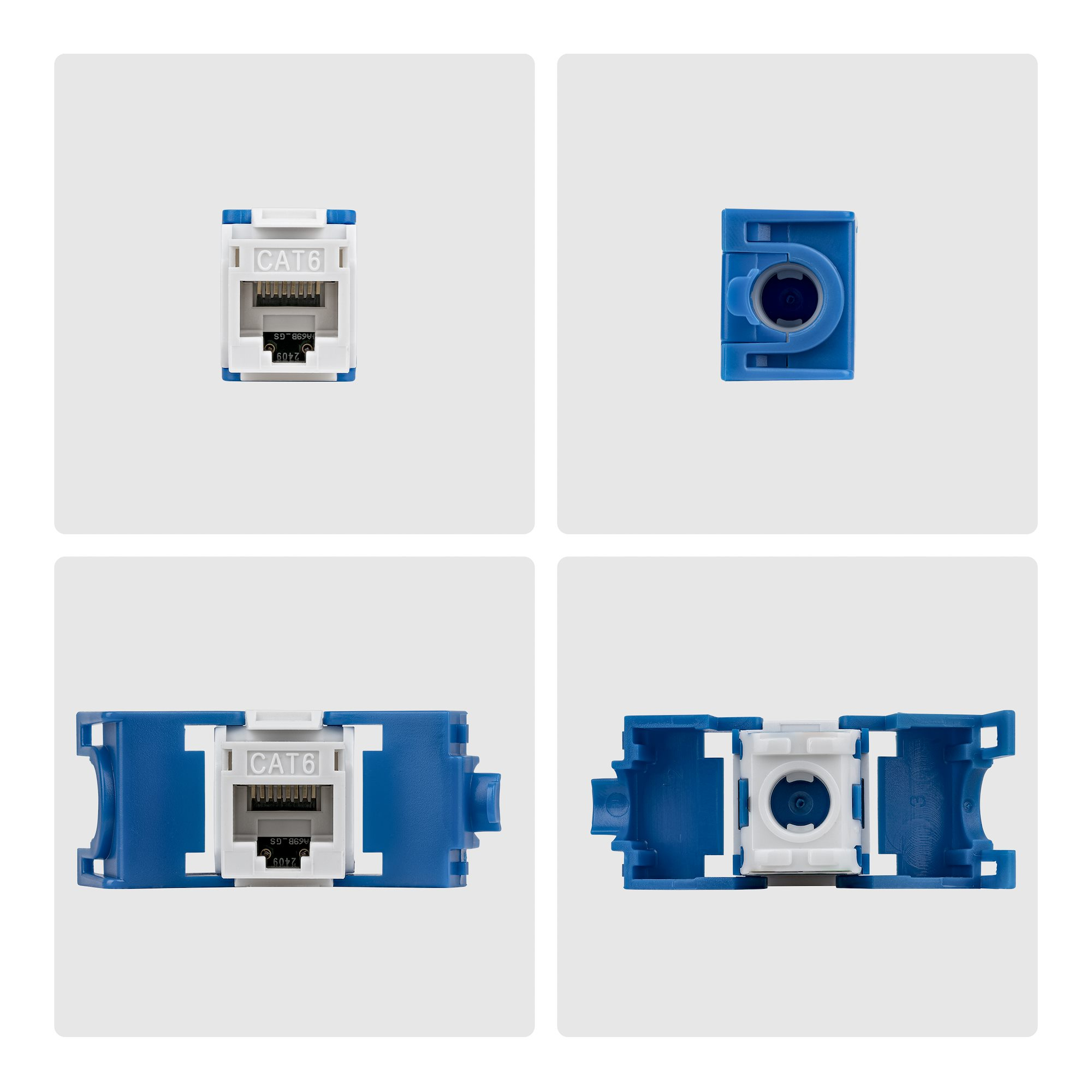 StarTech.com Cat6 Keystone Jack, 24-Pack RJ45 Ethernet Keystone Jacks, UTP Cat6 Wall Jack, 180-Degree Toolless, White