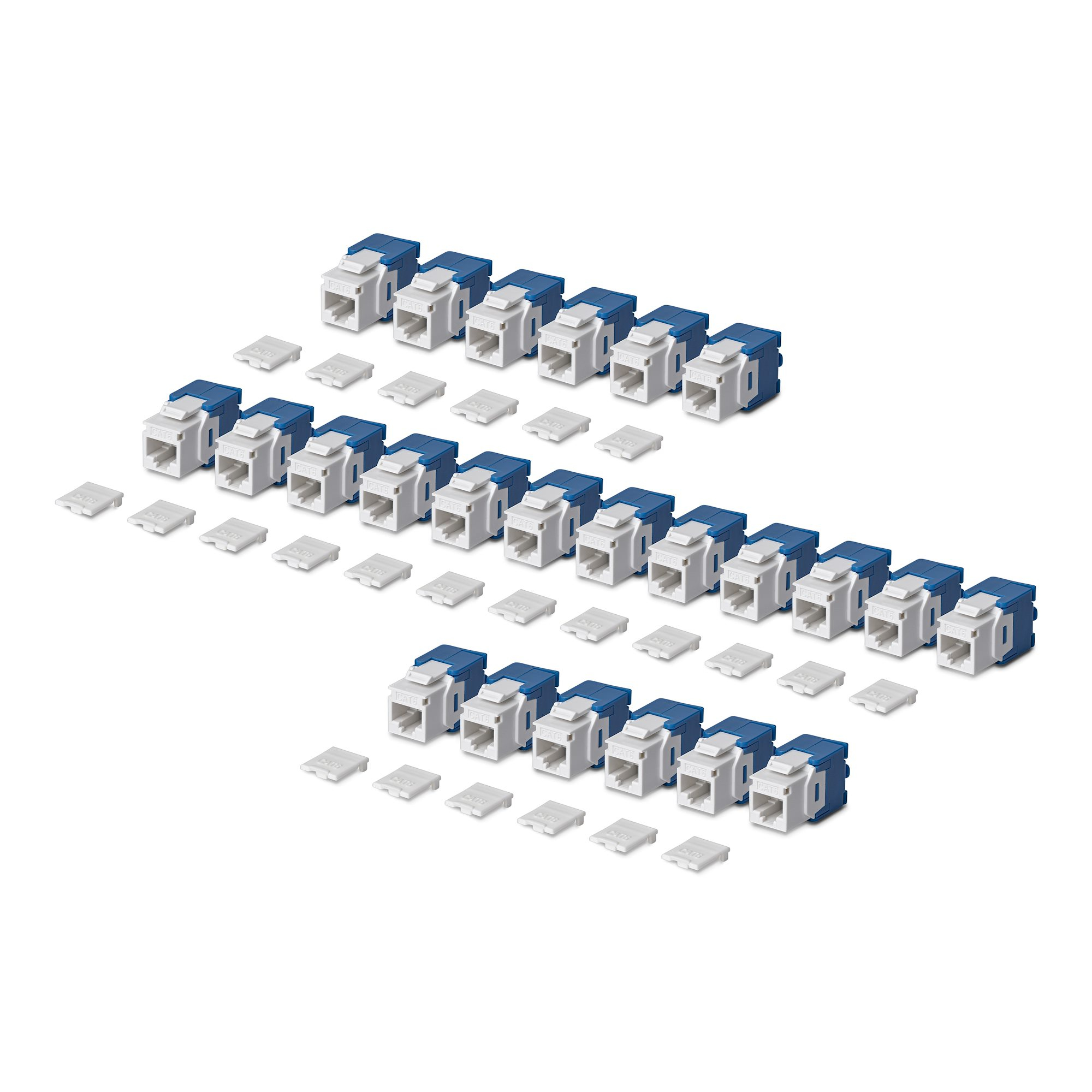 StarTech.com Cat6 Keystone Jack, 24-Pack RJ45 Ethernet Keystone Jacks, UTP Cat6 Wall Jack, 180-Degree Toolless, White