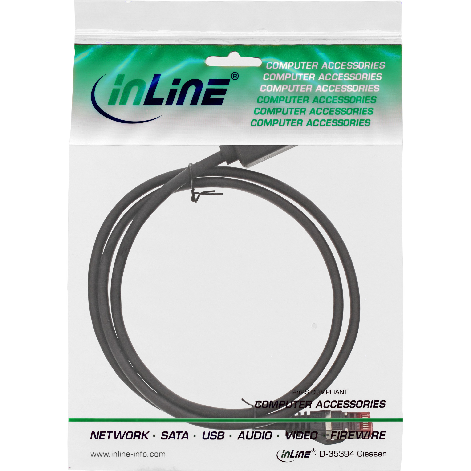 InLine patch cable extension, S/FTP (PiMf), Cat.6, halogen-free, 3m