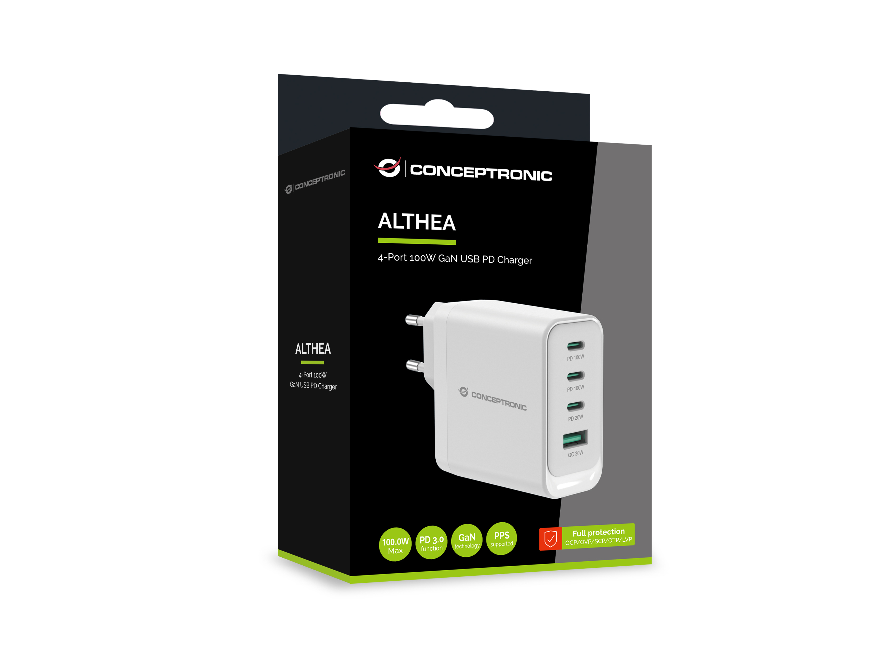 Conceptronic ALTHEA22W100 chargeur dappareils mobiles Universel Blanc Secteur Charge rapide Intrieure