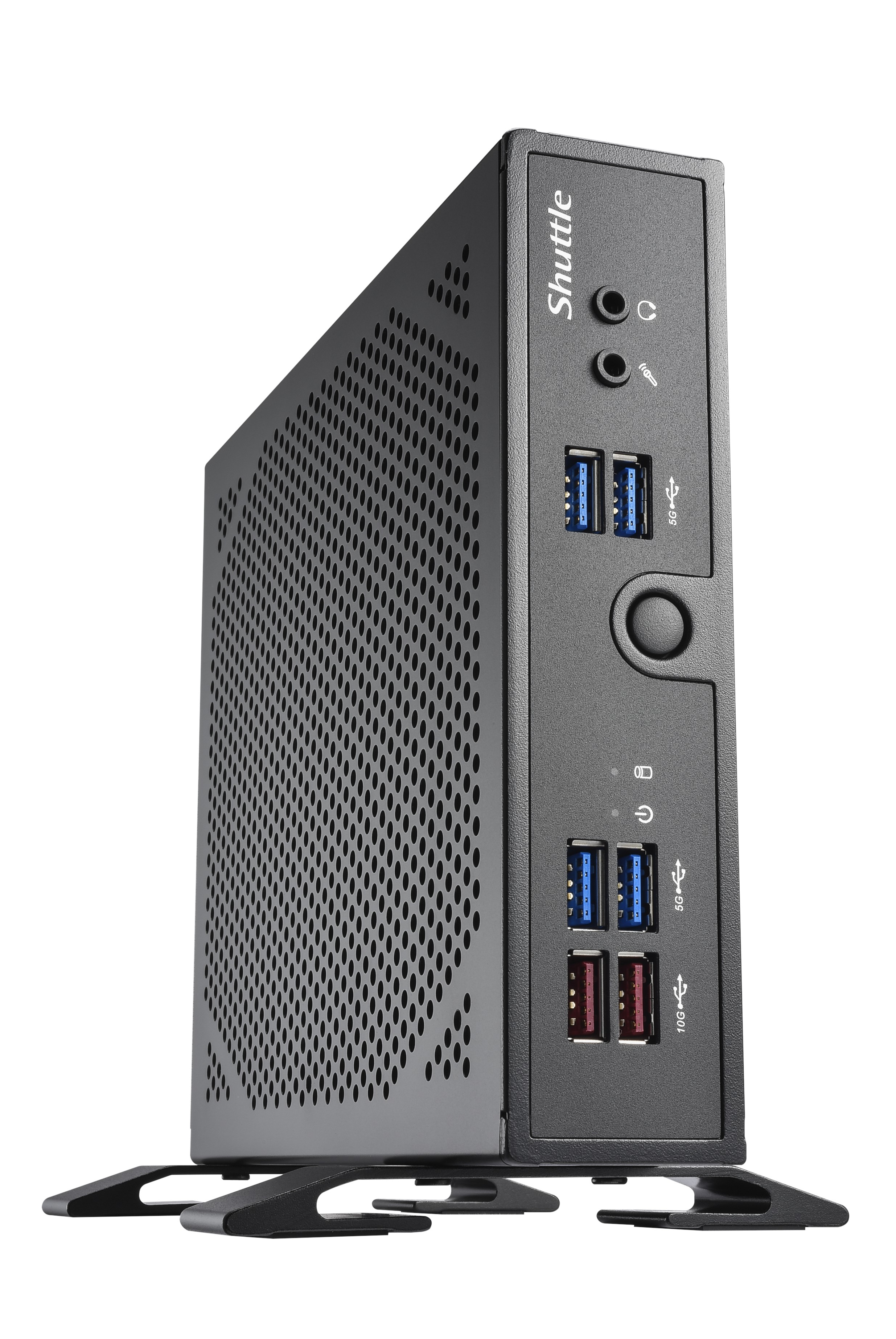 Shuttle XPC slim Barebone DS50U, Intel Celeron 7305, 2x LAN (1x 2.5Gbit ,1x 1Gbit), 1xCOM,1xHDMI,1xDP, 1x VGA, fanless, fonctionnement permanent 24/7