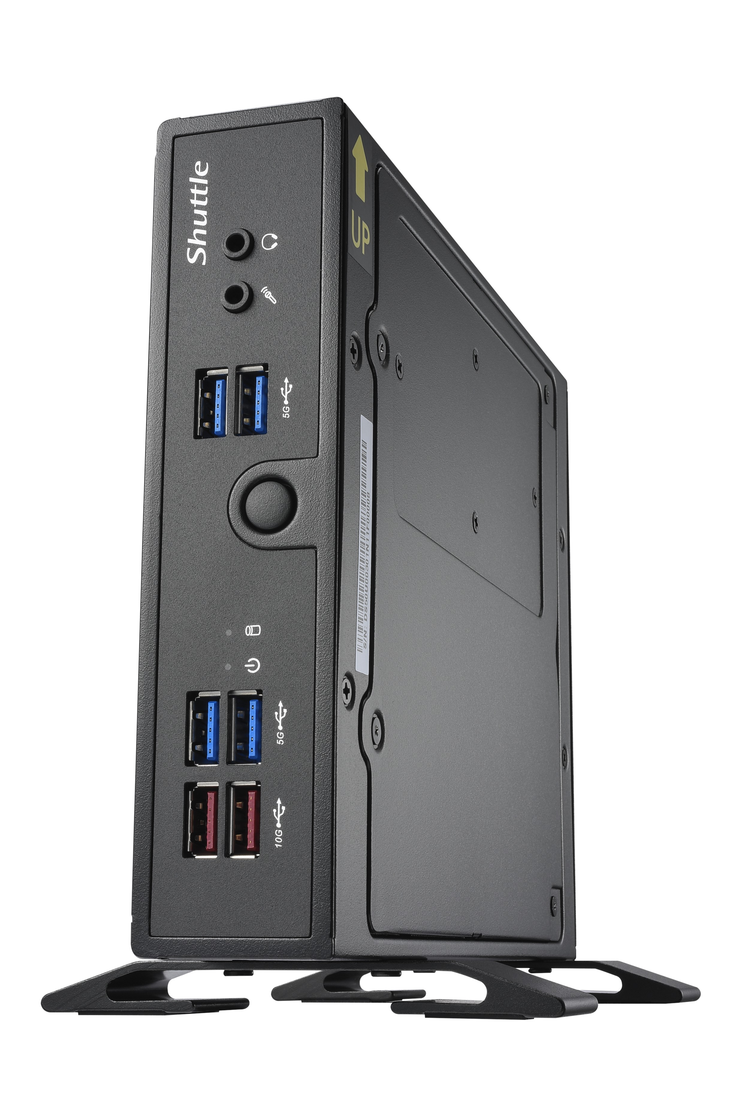 Shuttle XPC slim Barebone DS50U, Intel Celeron 7305, 2x LAN (1x 2.5Gbit ,1x 1Gbit), 1xCOM,1xHDMI,1xDP, 1x VGA, fanless, fonctionnement permanent 24/7