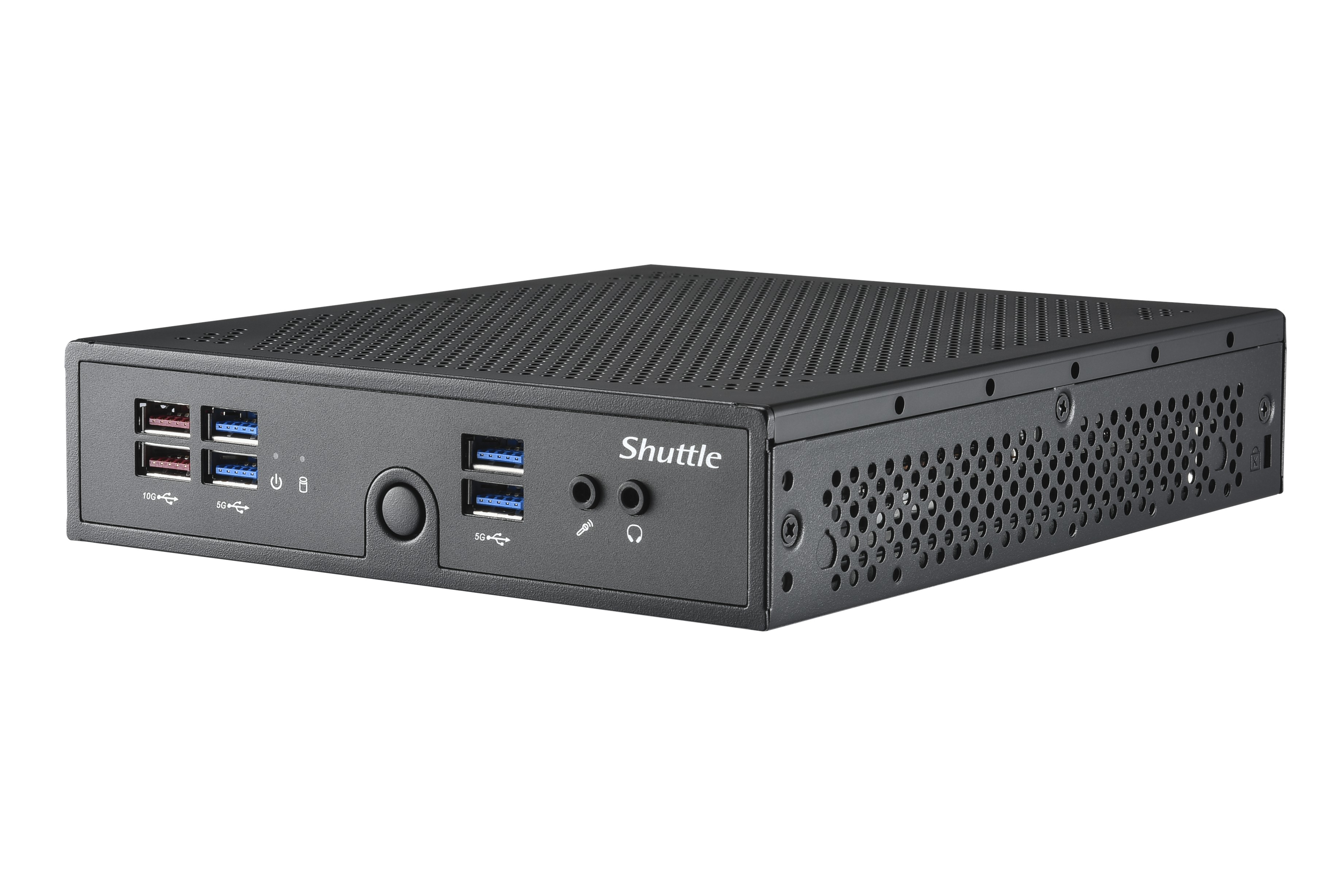 Shuttle XPC slim Barebone DS50U, Intel Celeron 7305, 2x LAN (1x 2.5Gbit ,1x 1Gbit), 1xCOM,1xHDMI,1xDP, 1x VGA, fanless, fonctionnement permanent 24/7