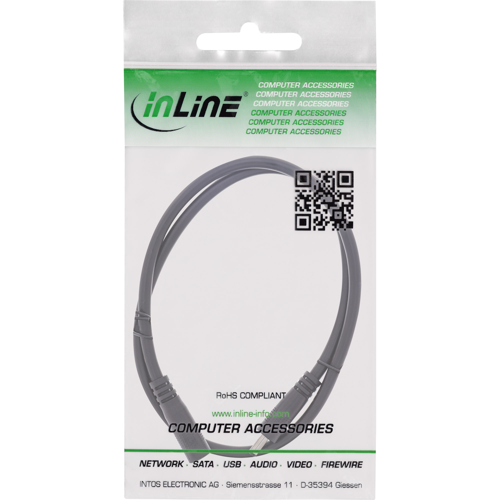 InLine Cavo di prolunga DC, maschio/femmina 3,5x1,35mm, AWG18, nero, 2m