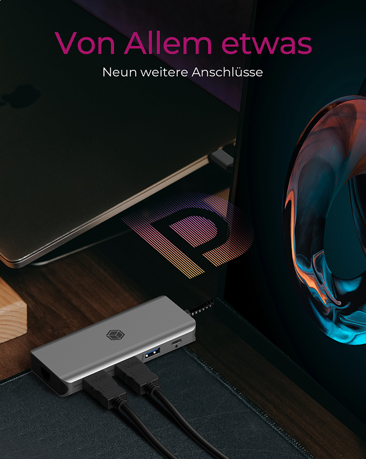 ICY BOX IB-DK4012-CPD replicatore di porte e docking station per laptop Cablato USB 3.2 Gen 1 (3.1 Gen 1) Type-C Antracite, Nero