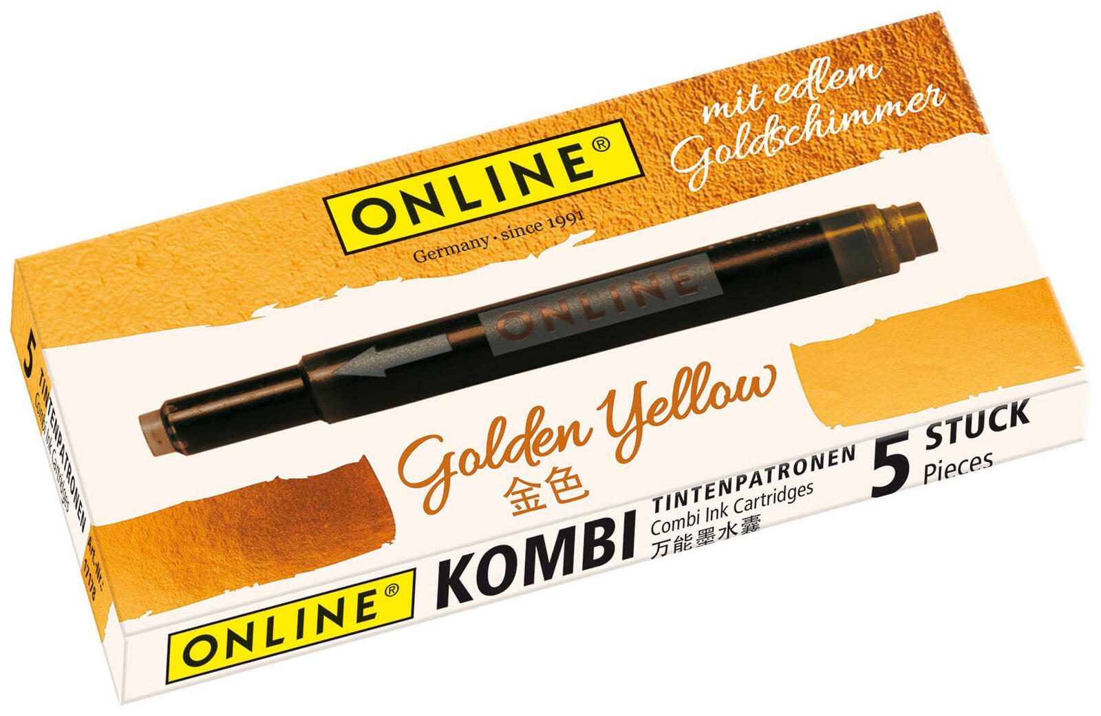 ONLINE 17178/12 Tintenpatronen f�r Fueller Golden Yellow 5 St.