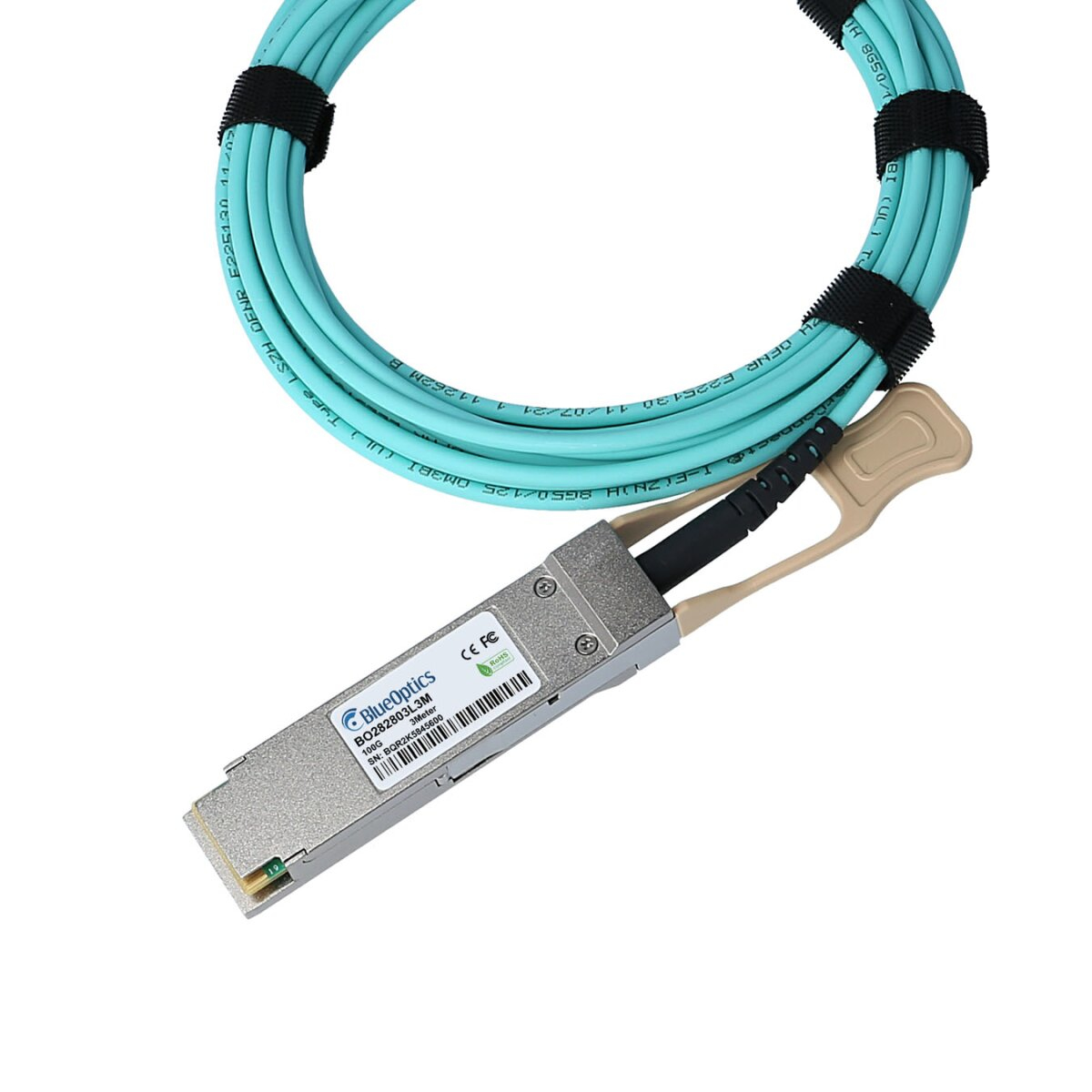 BlueOptics Q28-AOC-15M-GM-BO c�ble dInfiniBand QSFP28 Turquoise