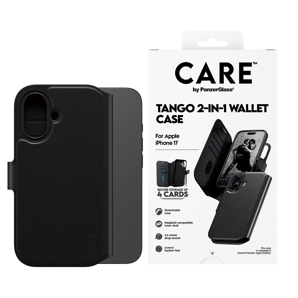 PanzerGlass CARE by � Feature Case Tango Two-in-One Walle Case w. MagSafe iPhone 17 funda para tel�fono m�vil Negro